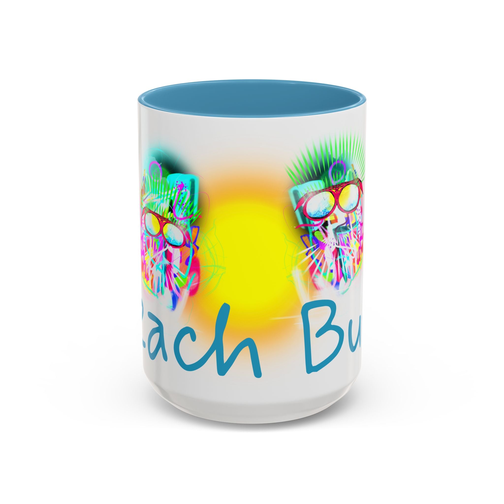 Beach Bum Coffee Mug — Colorful Retro Skull Design (11/15oz)