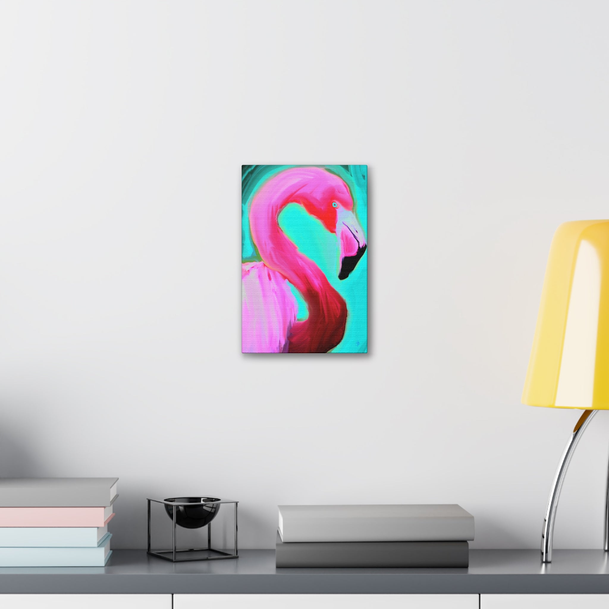 Pink Flamingo Canvas Wall Art – Tropical Bright Stretched Canvas