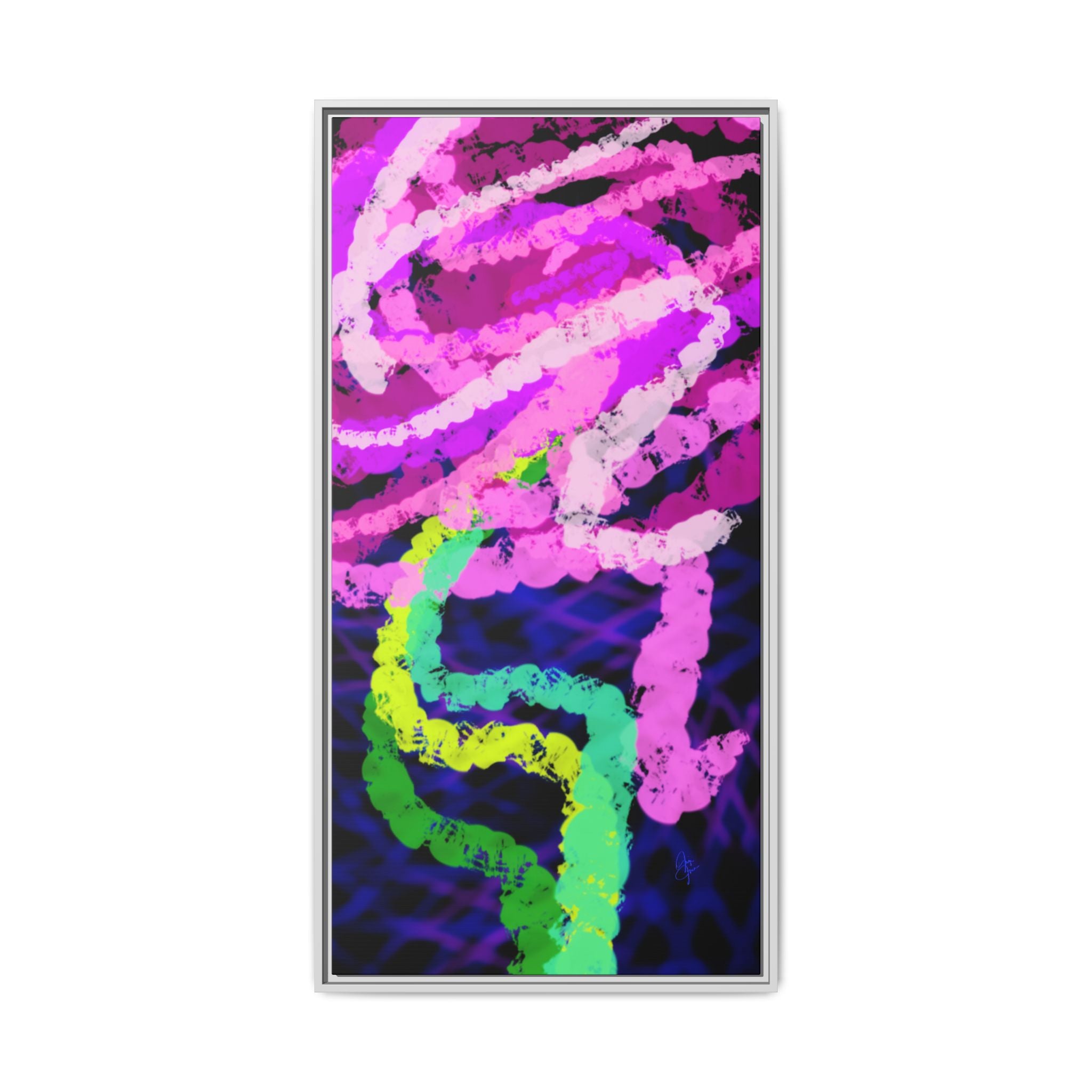 Framed Matte Canvas - Neon Rose Abstract Wall Art