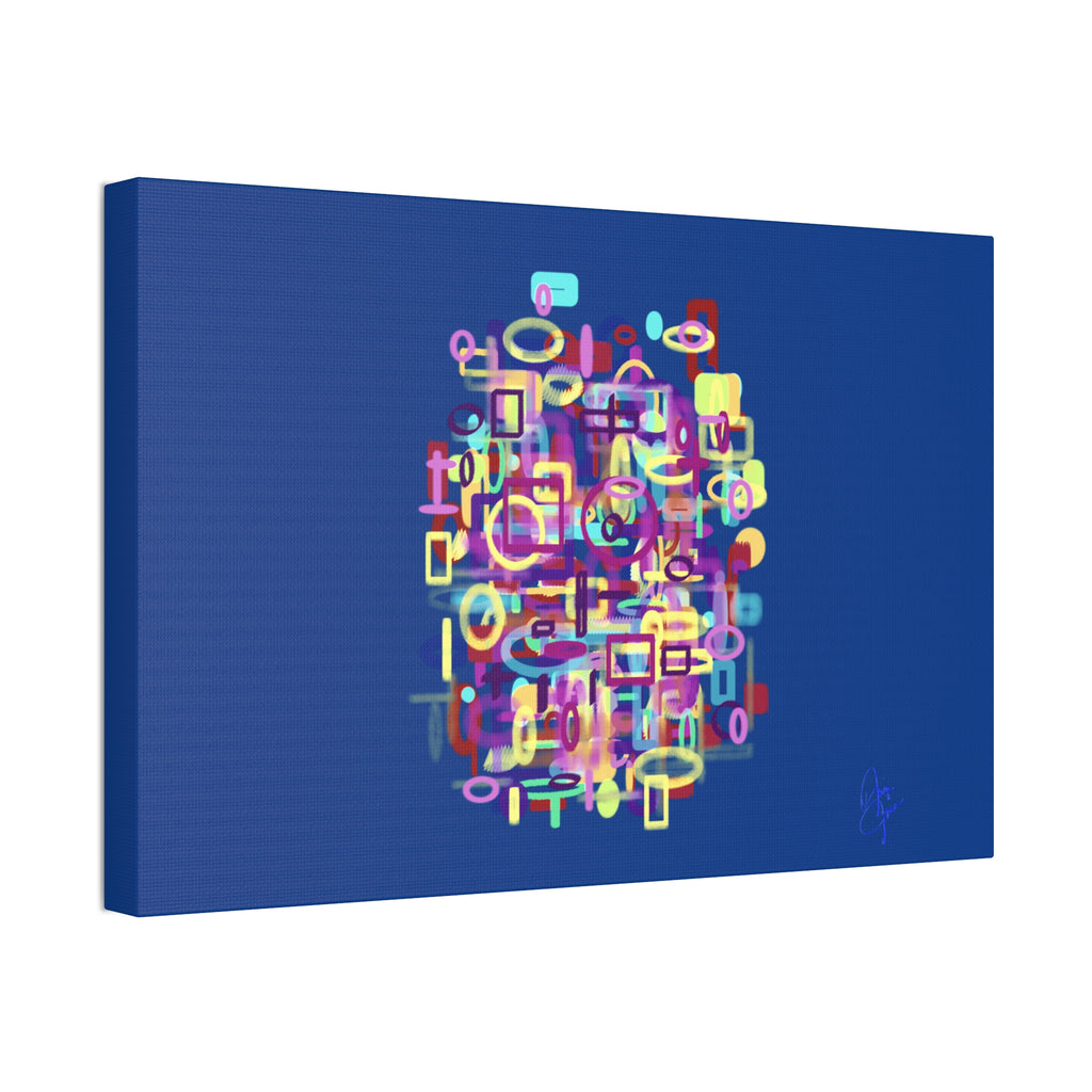 Abstract Neon Shapes Canvas Print — Colorful Geometric Wall Art on Black