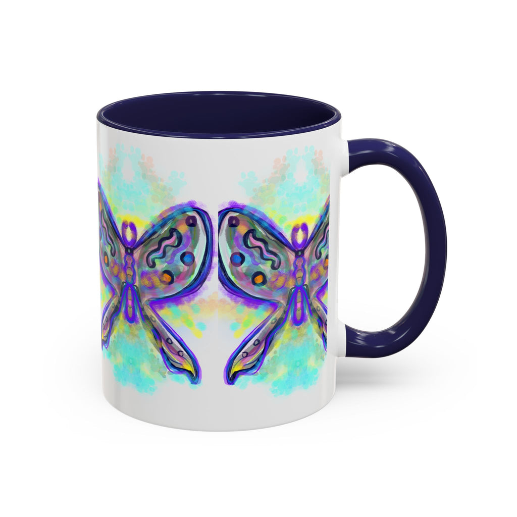 Butterfly Accent Coffee Mug — Colorful Watercolor Butterfly Design (11/15oz)