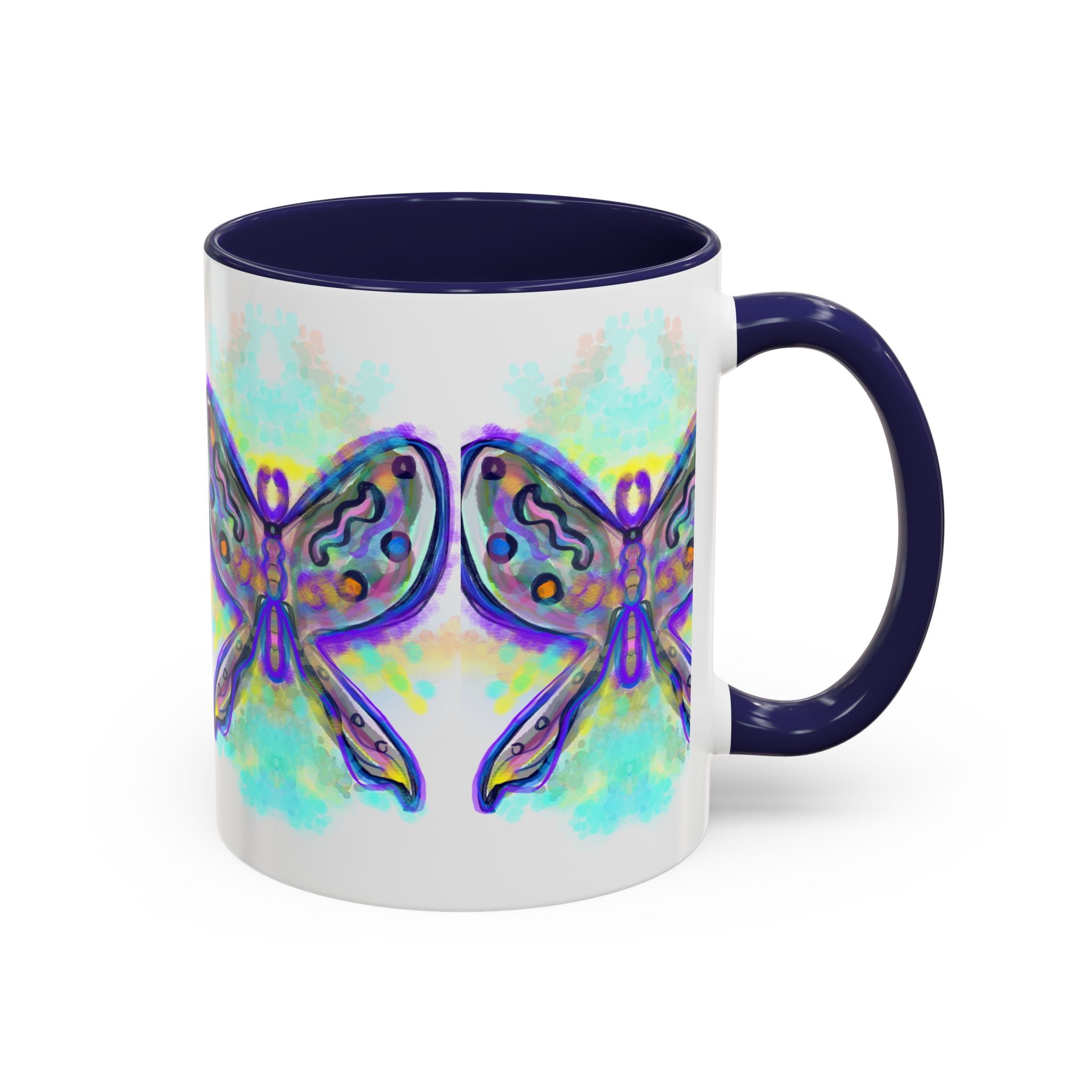 Butterfly Accent Coffee Mug — Colorful Watercolor Butterfly Design (11/15oz)