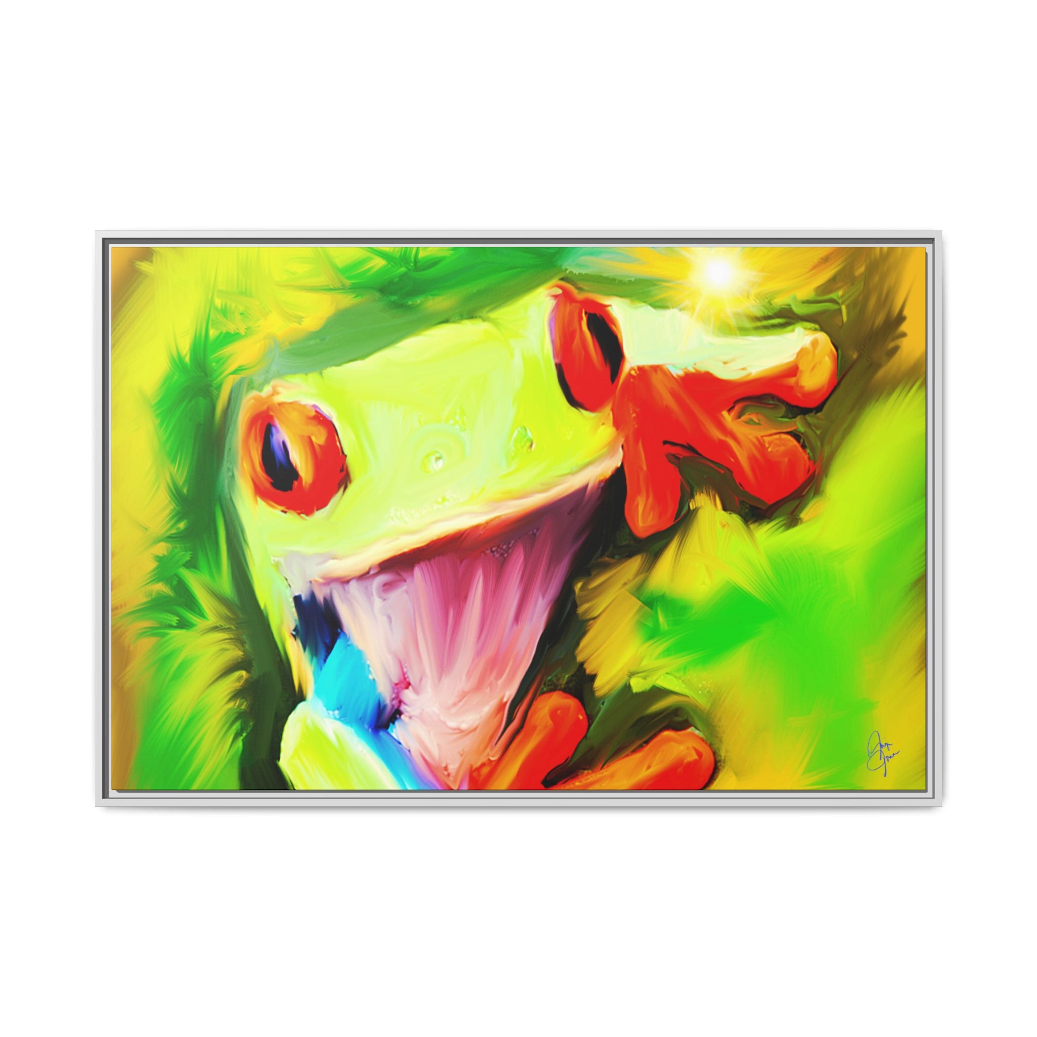 Colorful Tree Frog Matte Canvas Print — Framed Tropical Wall Art