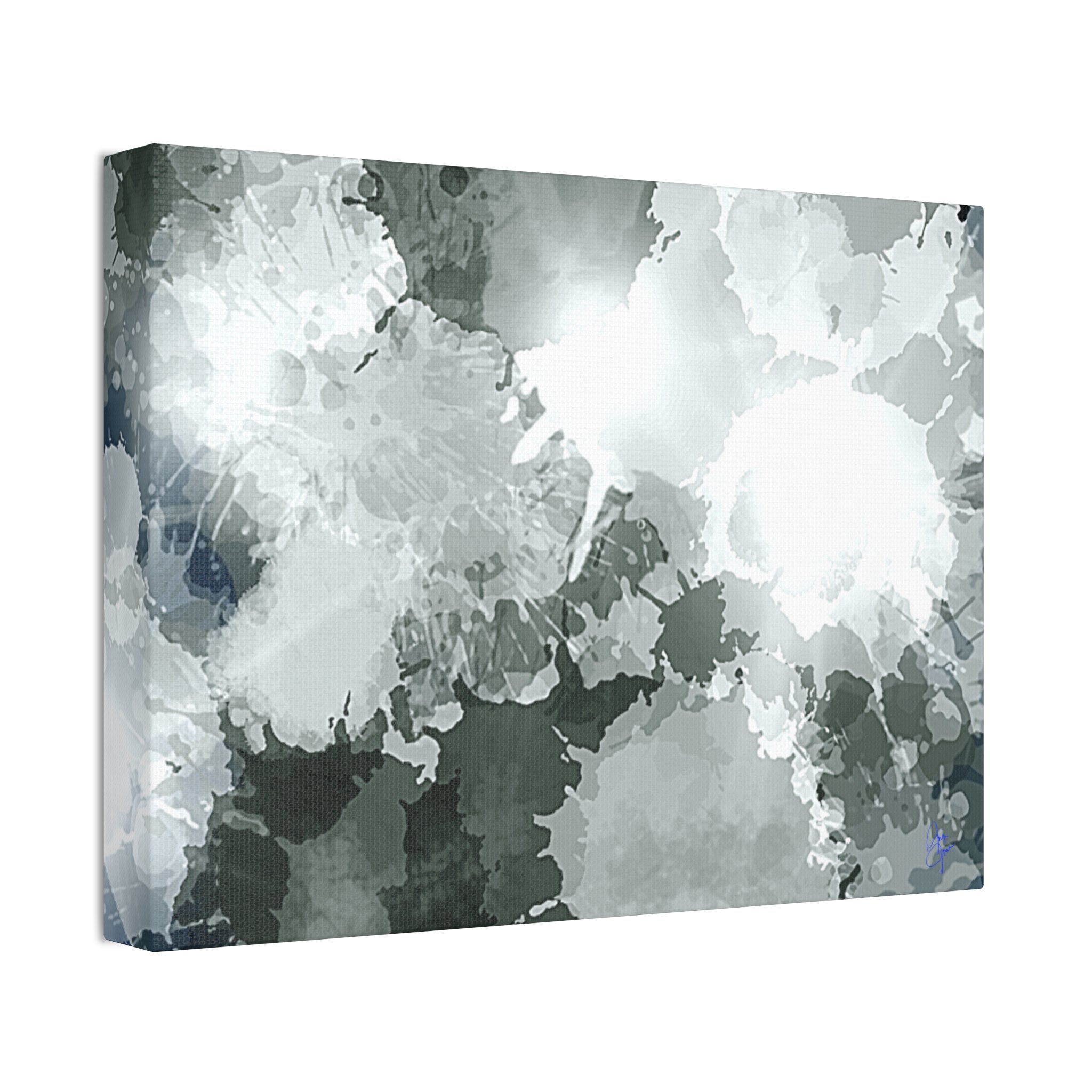 Abstract Gray Ink Splash Canvas