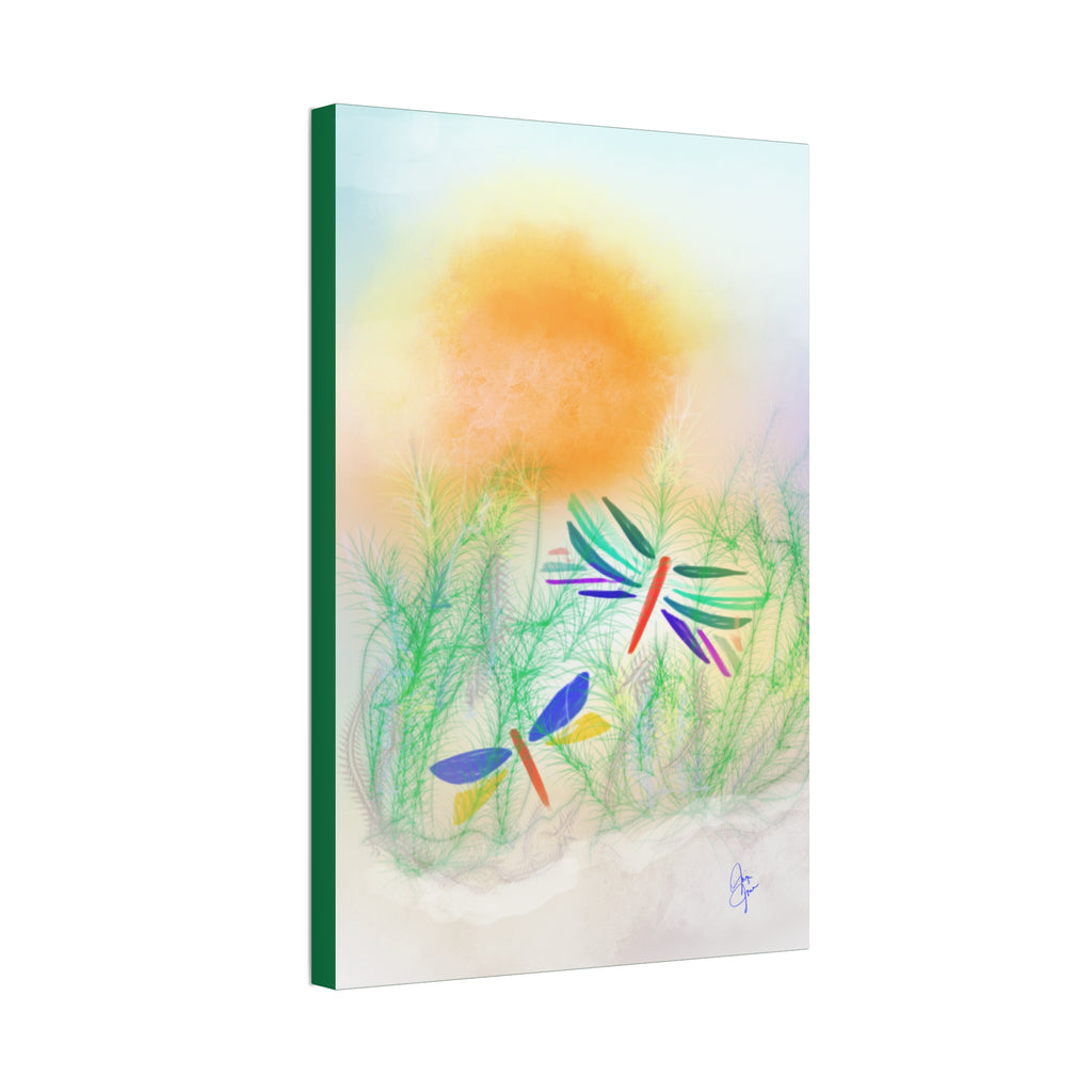 Dragonfly Meadow Canvas Art – Colorful Stretched Wall Decor (1.5" Depth)
