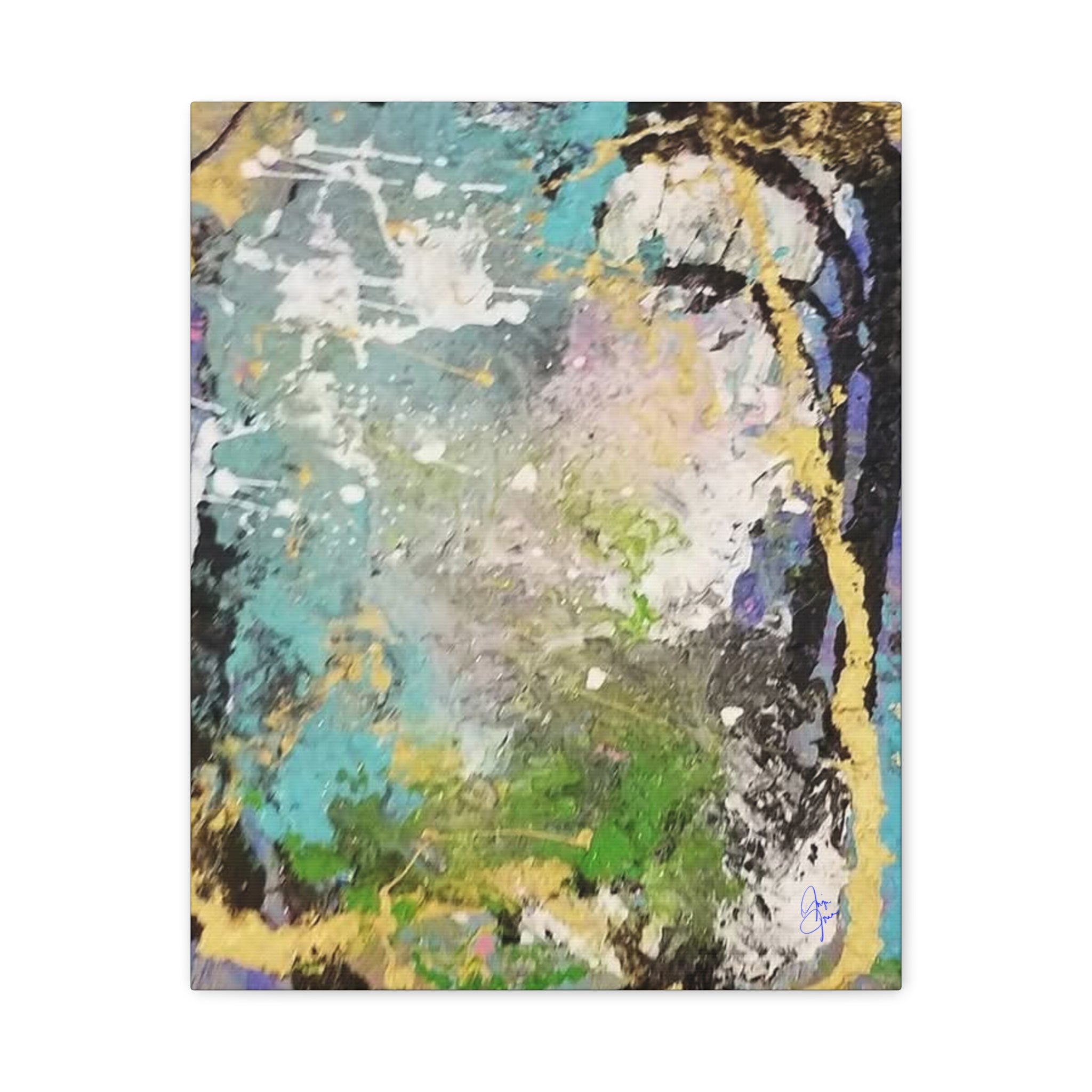 Abstract Green & Teal Matte Canvas Wall Art — Stretched 1.25"
