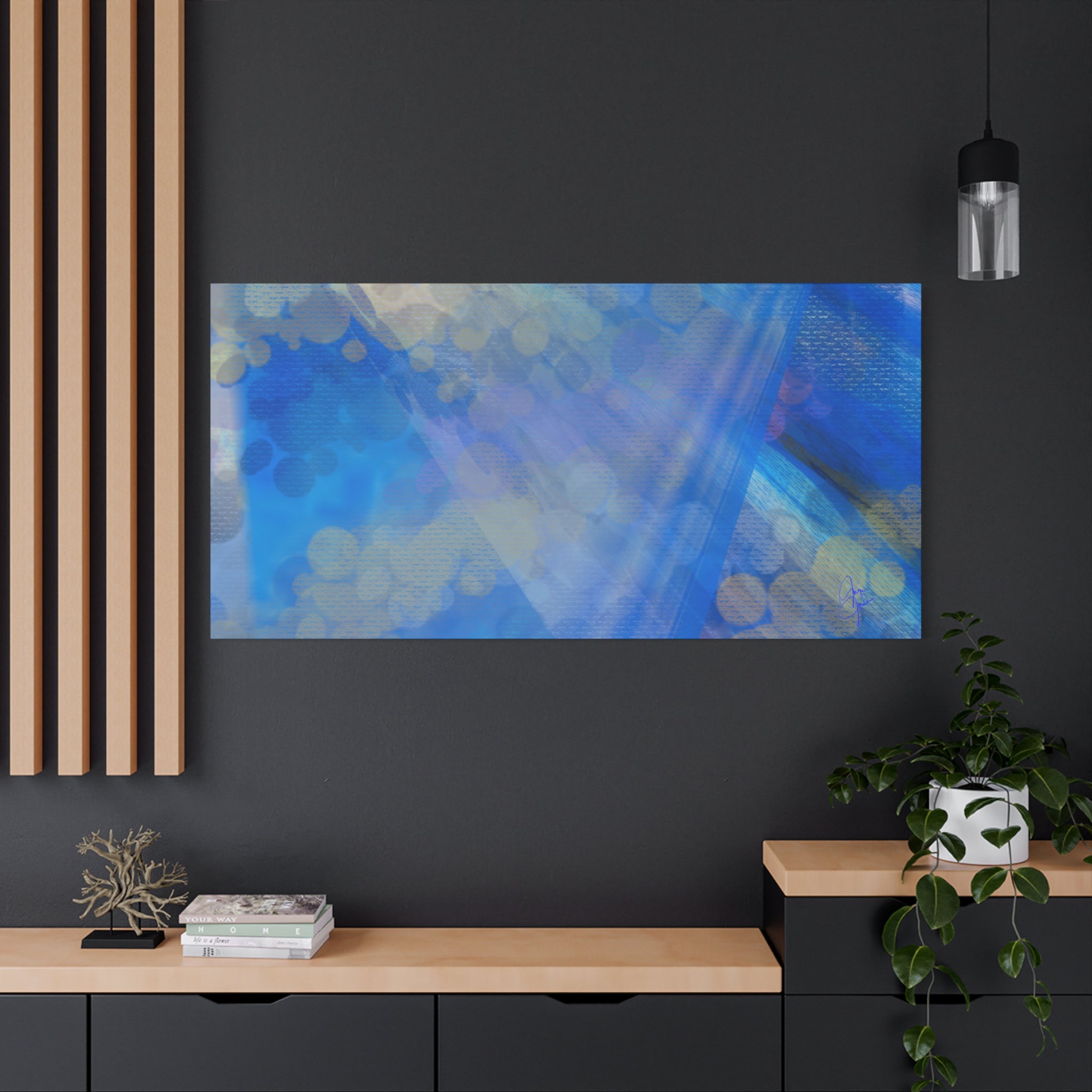 Abstract Blue Bokeh Matte Canvas Wall Art