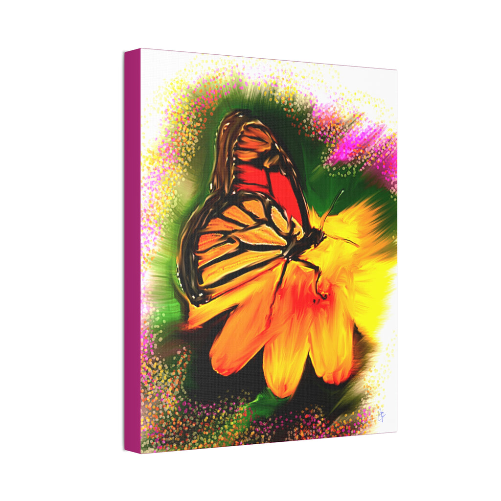 Butterfly Garden Canvas Stretched Art – Vibrant Monarch Wall Decor (1.5" Depth)