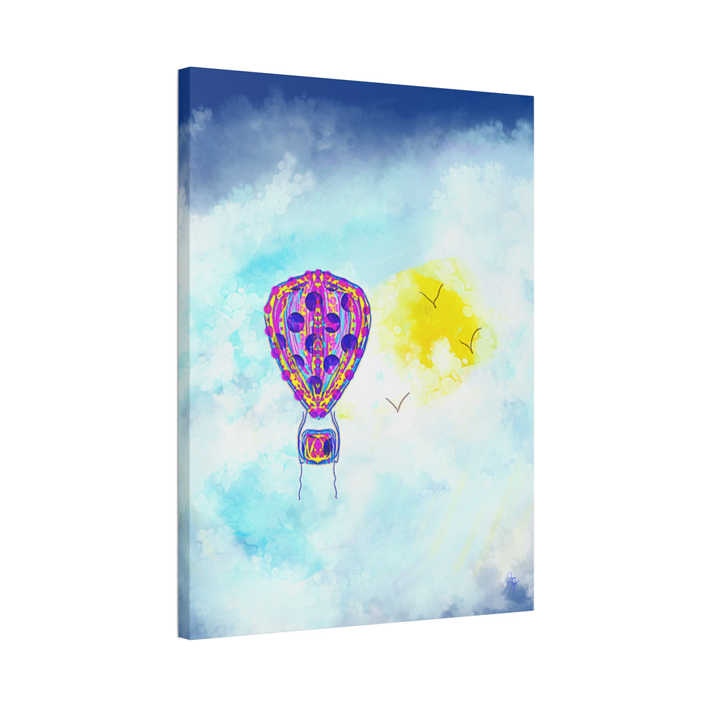 Hot Air Balloon Canvas Art – Whimsical Sunshine Nursery Wall Décor (Stretched Canvas)