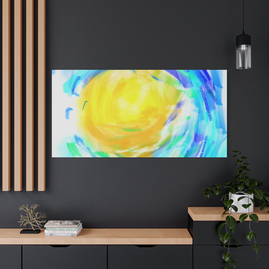 Abstract Sunburst Canvas Art — Vibrant Swirl Matte Stretched Canvas