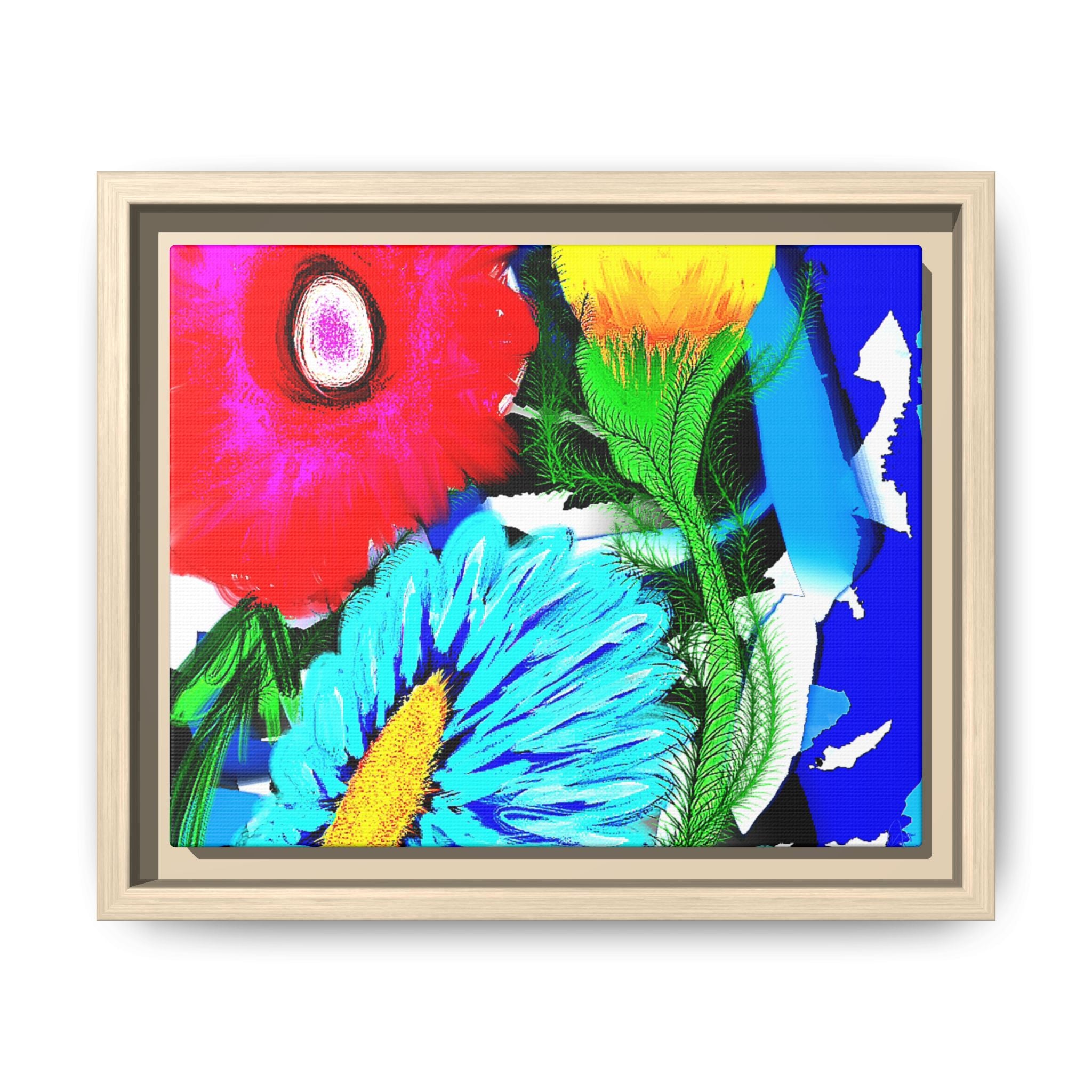 Vibrant Pop Floral Matte Canvas Framed Wall Art