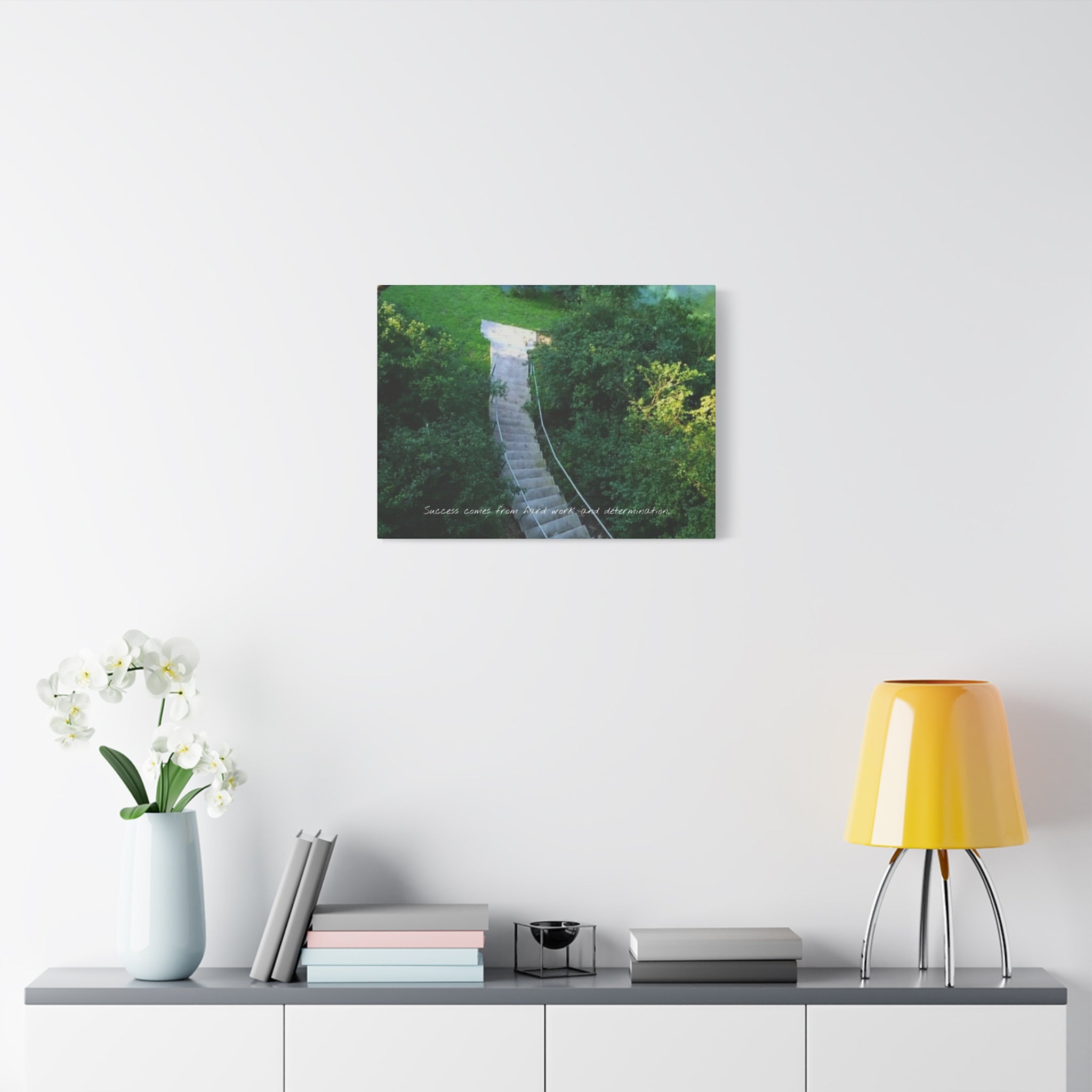 Motivational Wall Canvas — “Success Comes From Hard Work and Dedication” Matte Stretched Print