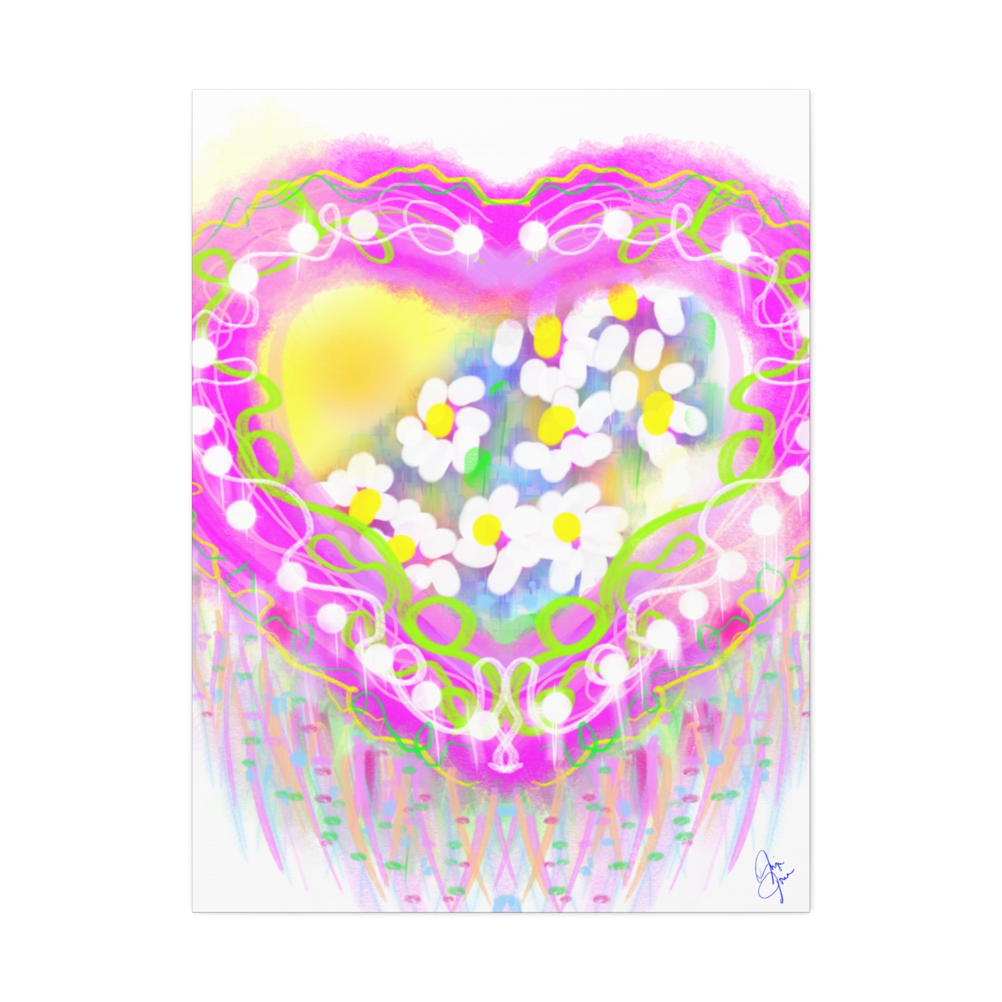 Daisy Burst Canvas Art — Bright Floral Stretched Canvas 1.5"