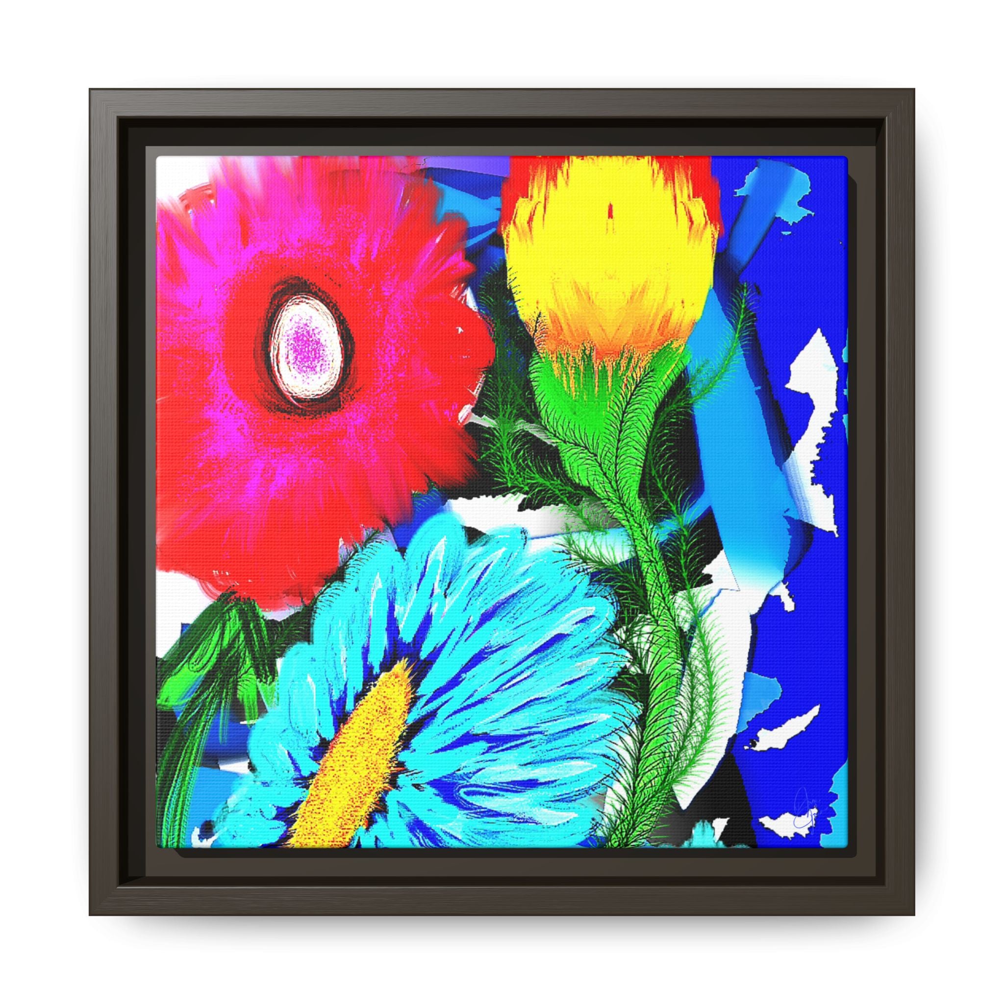 Vibrant Pop Floral Matte Canvas Framed Wall Art