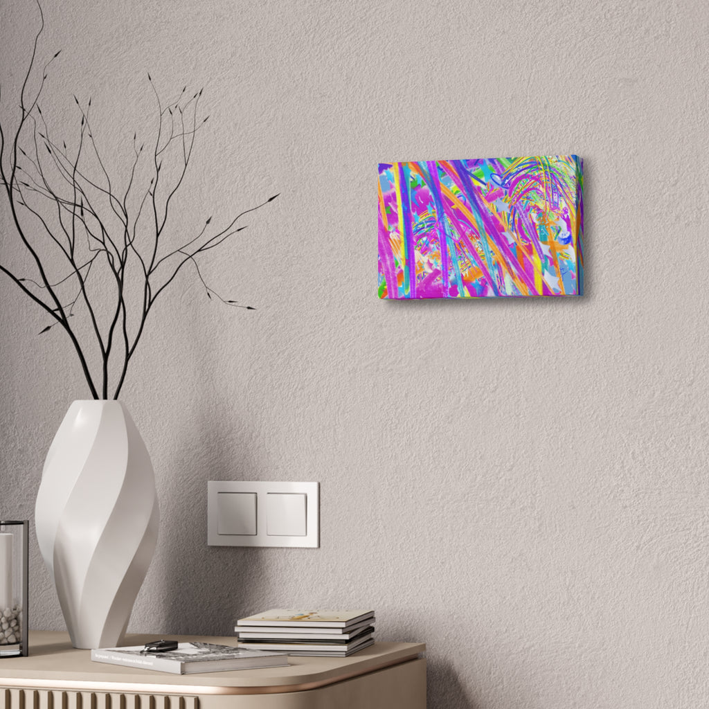 Vibrant Tropical Palm Abstract Canvas – Colorful 1.5" Stretched Wall Art