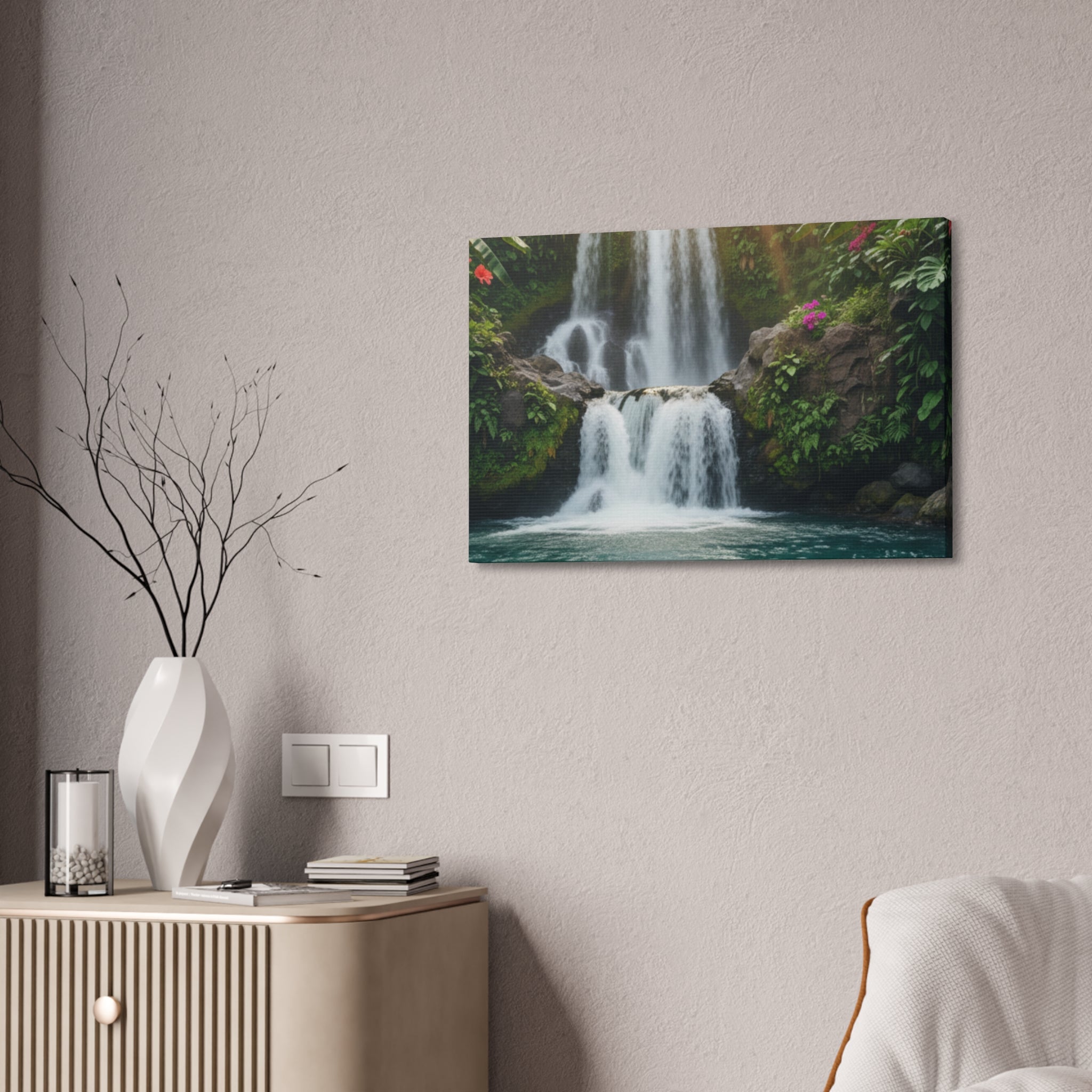 Waterfall Canvas Wall Art – Stretched 1.5" Nature Print