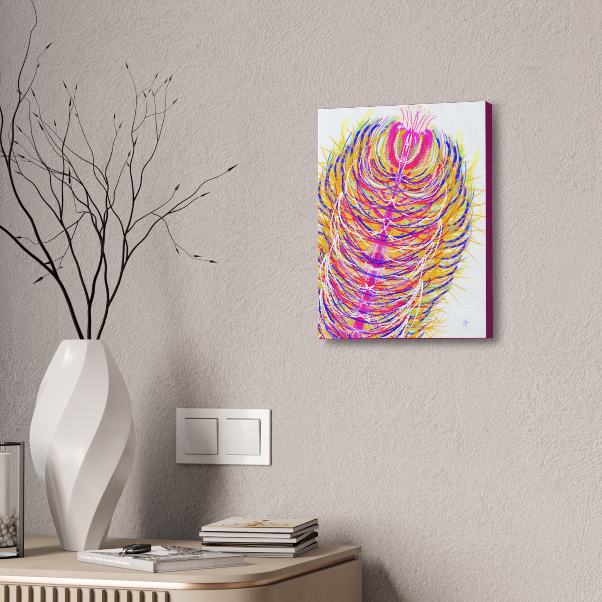 Colorful Feather Canvas Wall Art – Vibrant Abstract Plumage, Stretched 1.5"