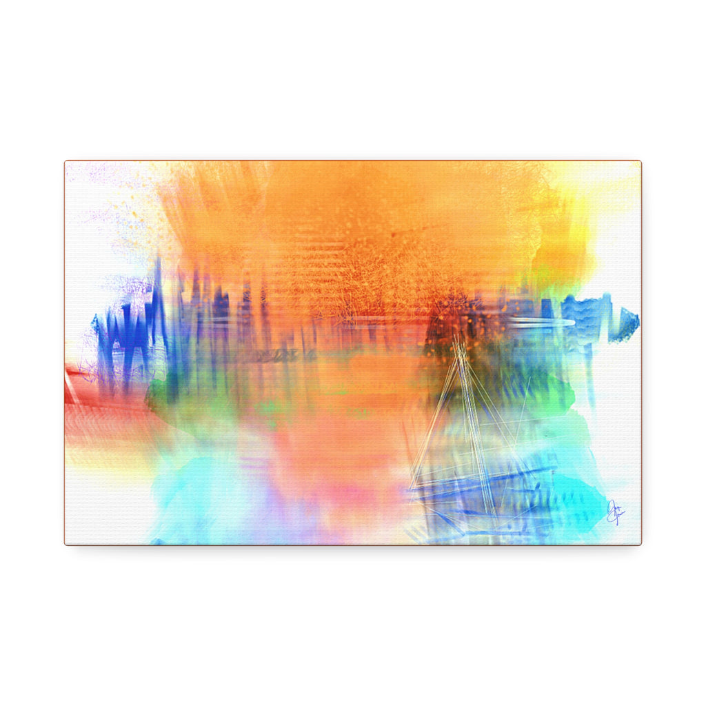 Abstract Color Burst Canvas — Vibrant Orange & Blue Stretched Wall Art