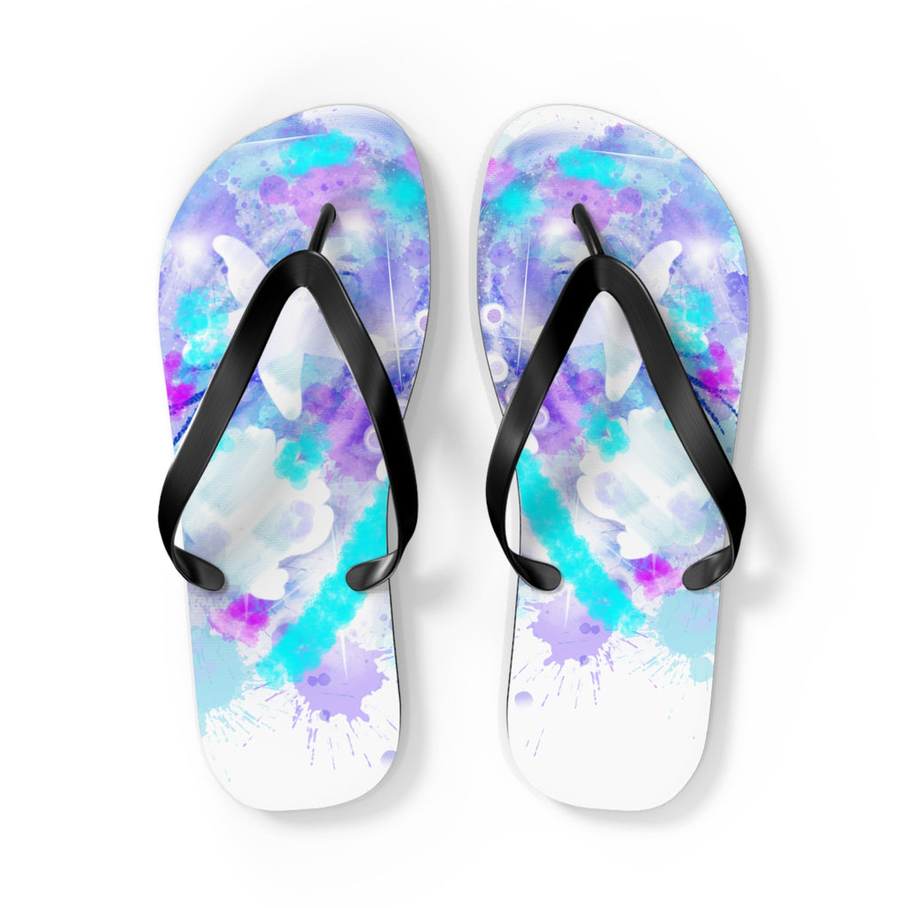 Watercolor Tie-Dye Flip Flops — Turquoise & Purple Beach Sandals