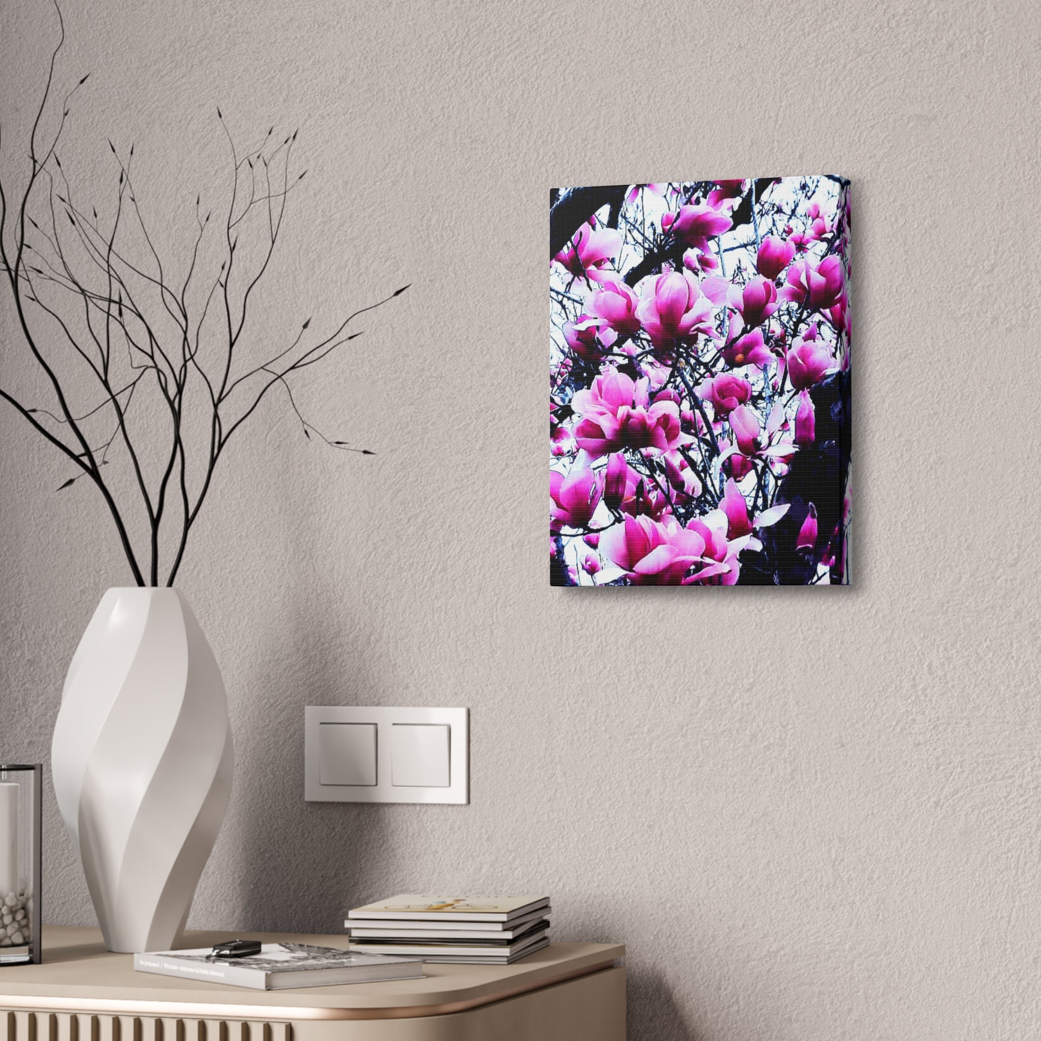 Pink Tulip Tree Blossoms Canvas