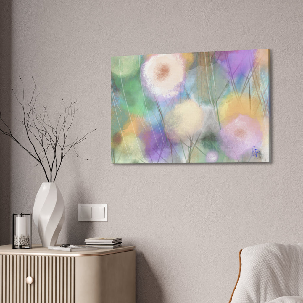 Floral Pastel Canvas Print — Dreamy Watercolor Dandelion Wall Art (1.5" Stretched)