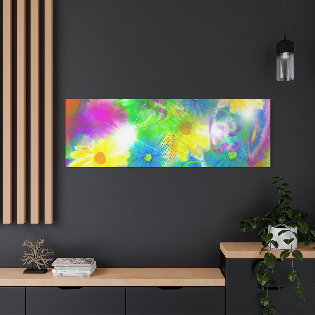Bright Floral Abstract Matte Canvas Wall Art — Vibrant Daisy Pop