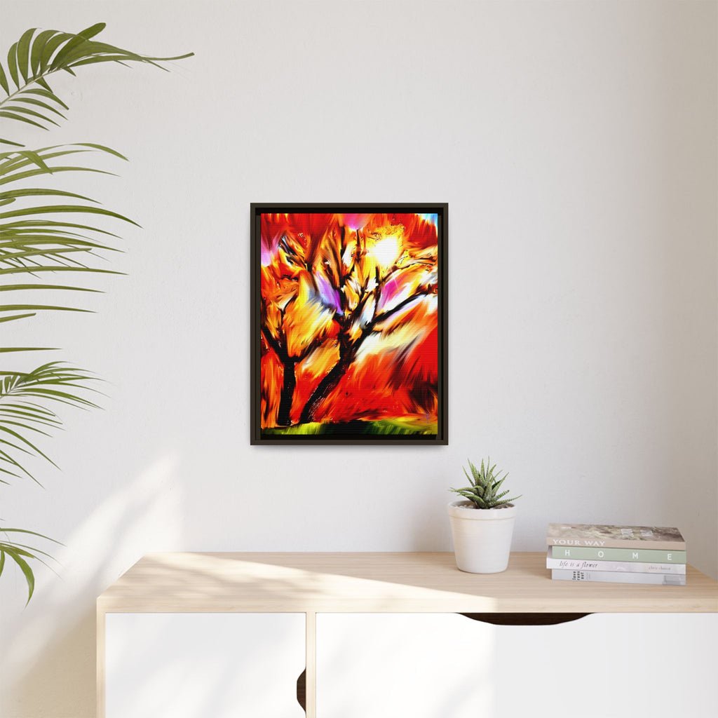 Framed Matte Canvas Print — Vibrant Tree Landscape