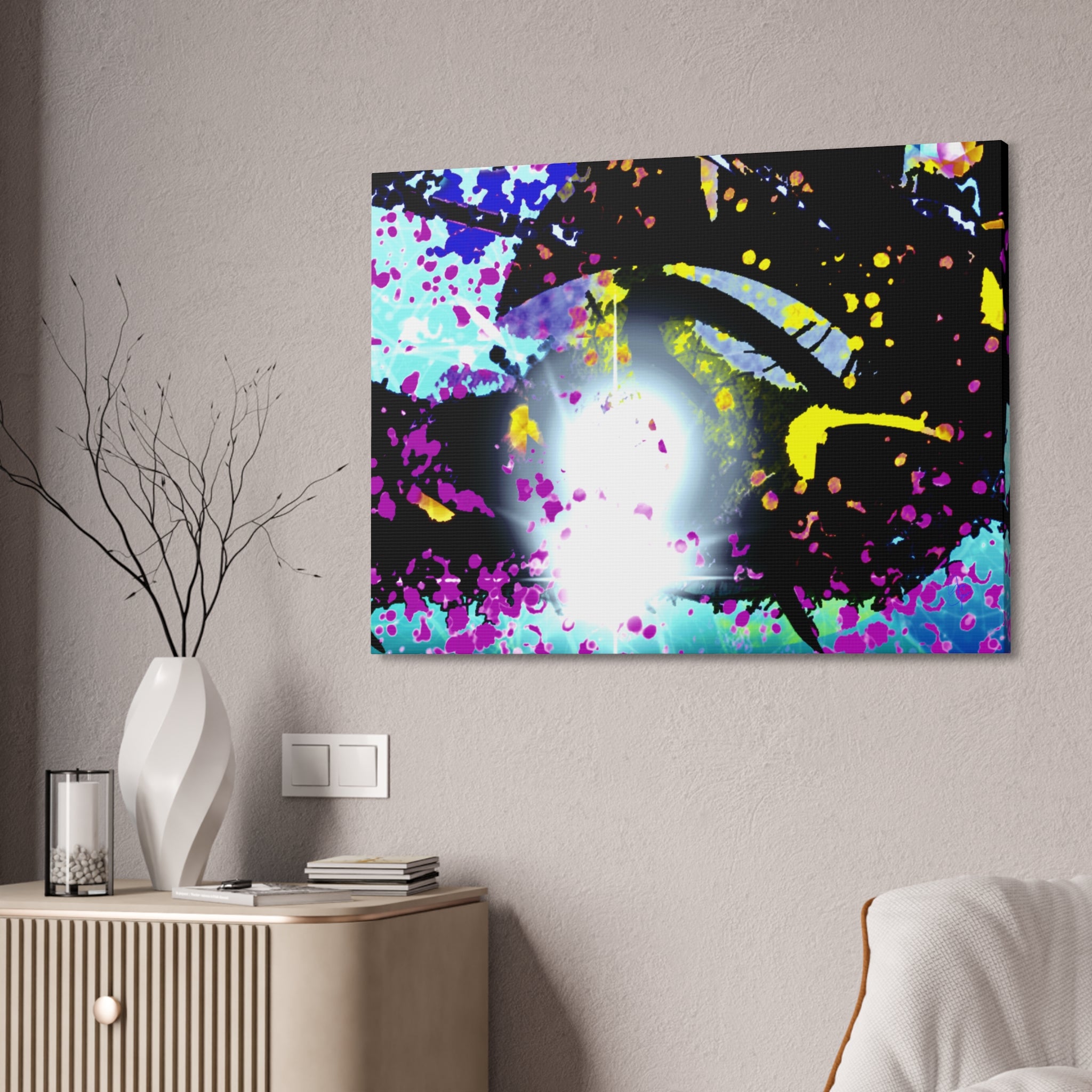 Abstract Neon Splash Canvas Print — Vibrant Galaxy-Inspired Wall Art (Stretched 1.5")