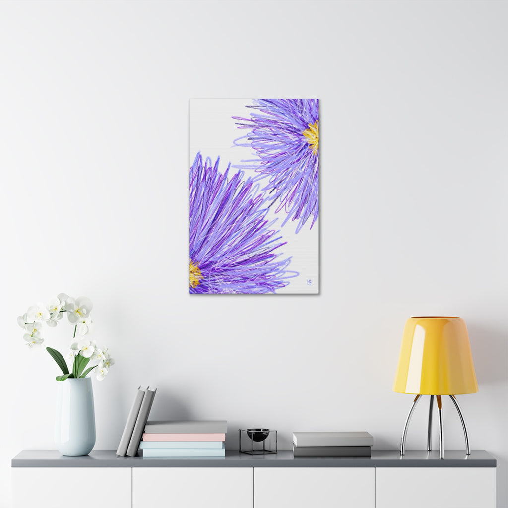 Purple Aster Floral Canvas Wrap – Vibrant Botanical Wall Art, 1.5" Stretched