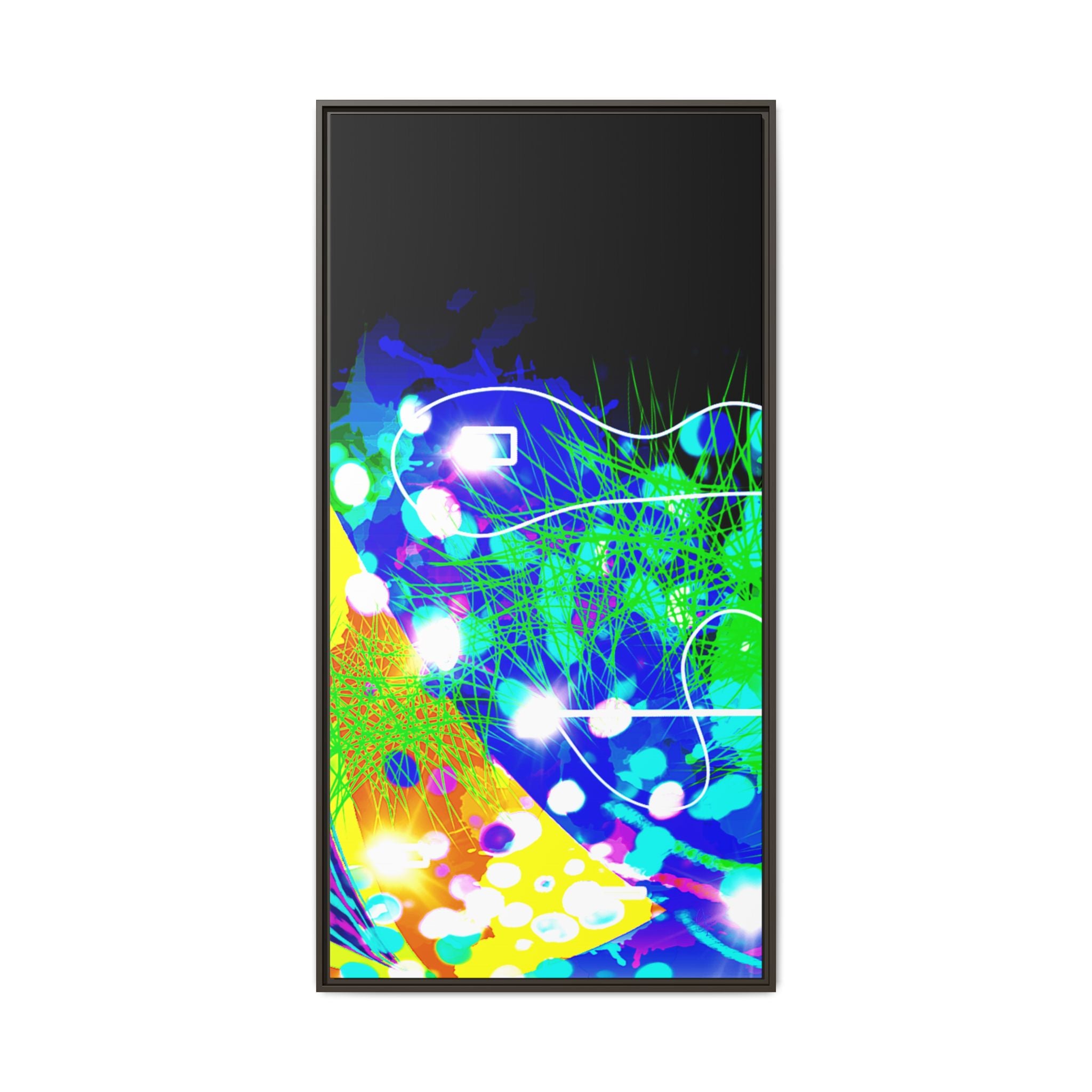 Abstract Neon Wave Matte Canvas Framed Art