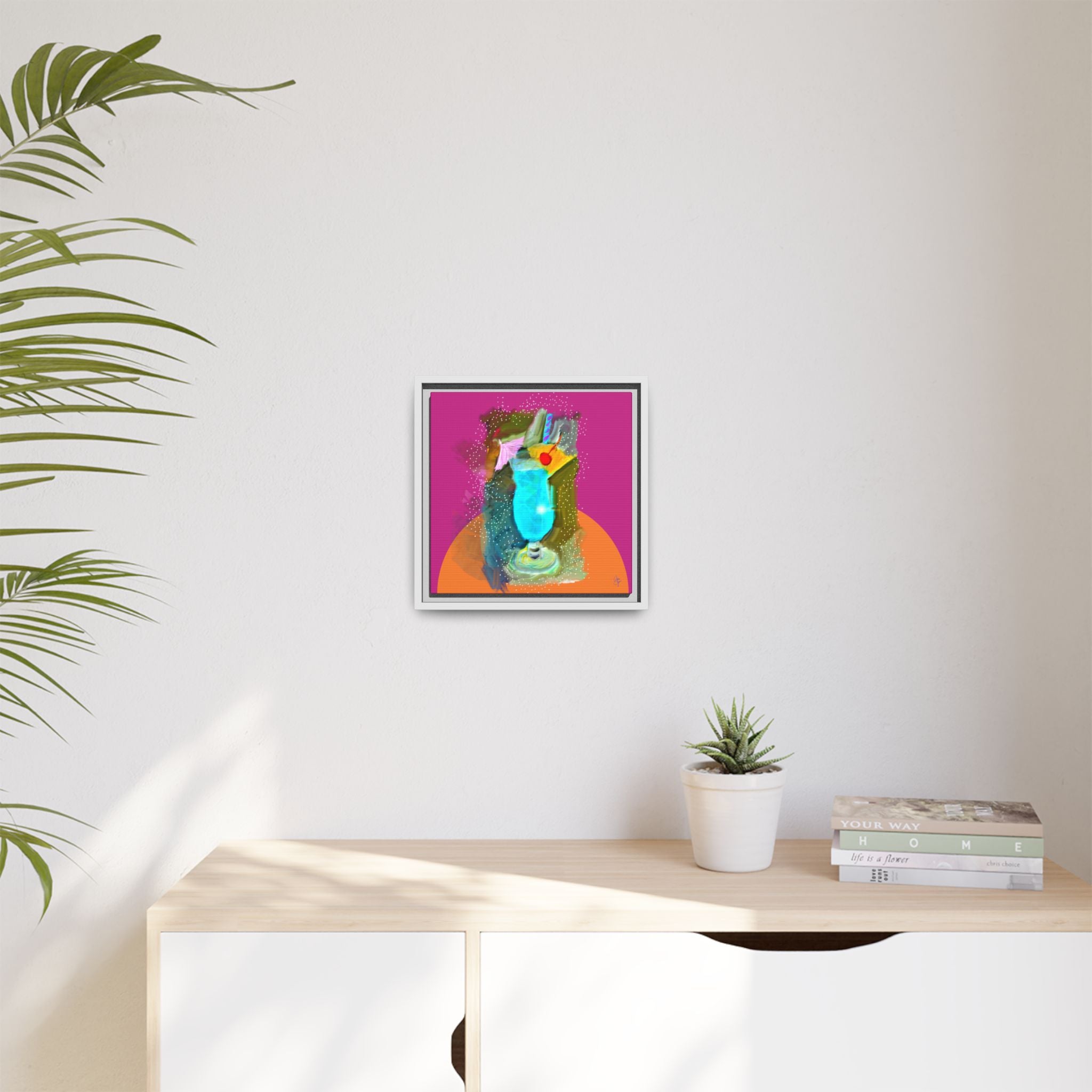 Tropical Blue Cocktail Canvas Print — Framed Matte Bar Art