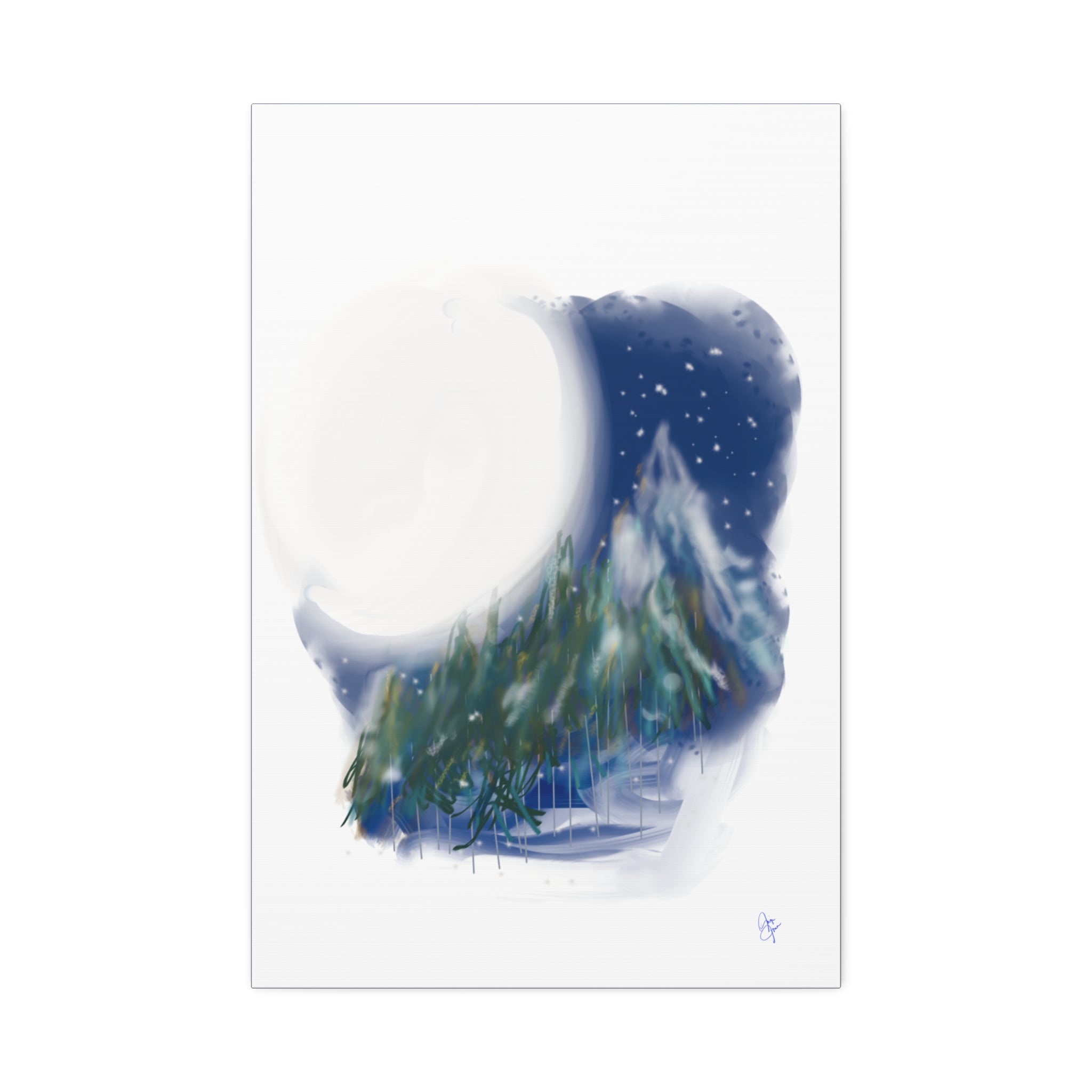 Moonlit Pine Forest Canvas Print — Stretched 1.5"