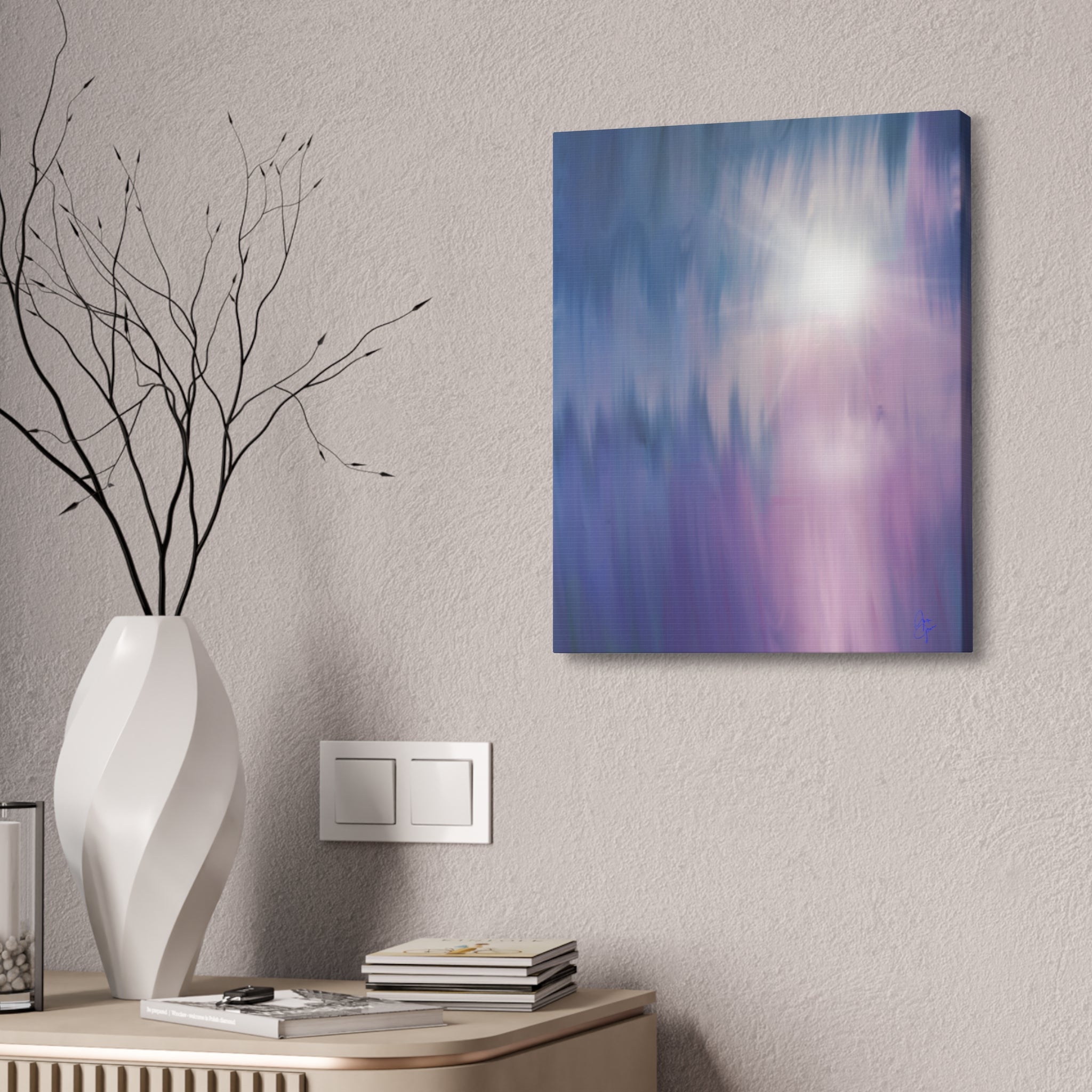 Abstract Dawn Canvas Art – Purple & Blue Gradient Stretched Canvas