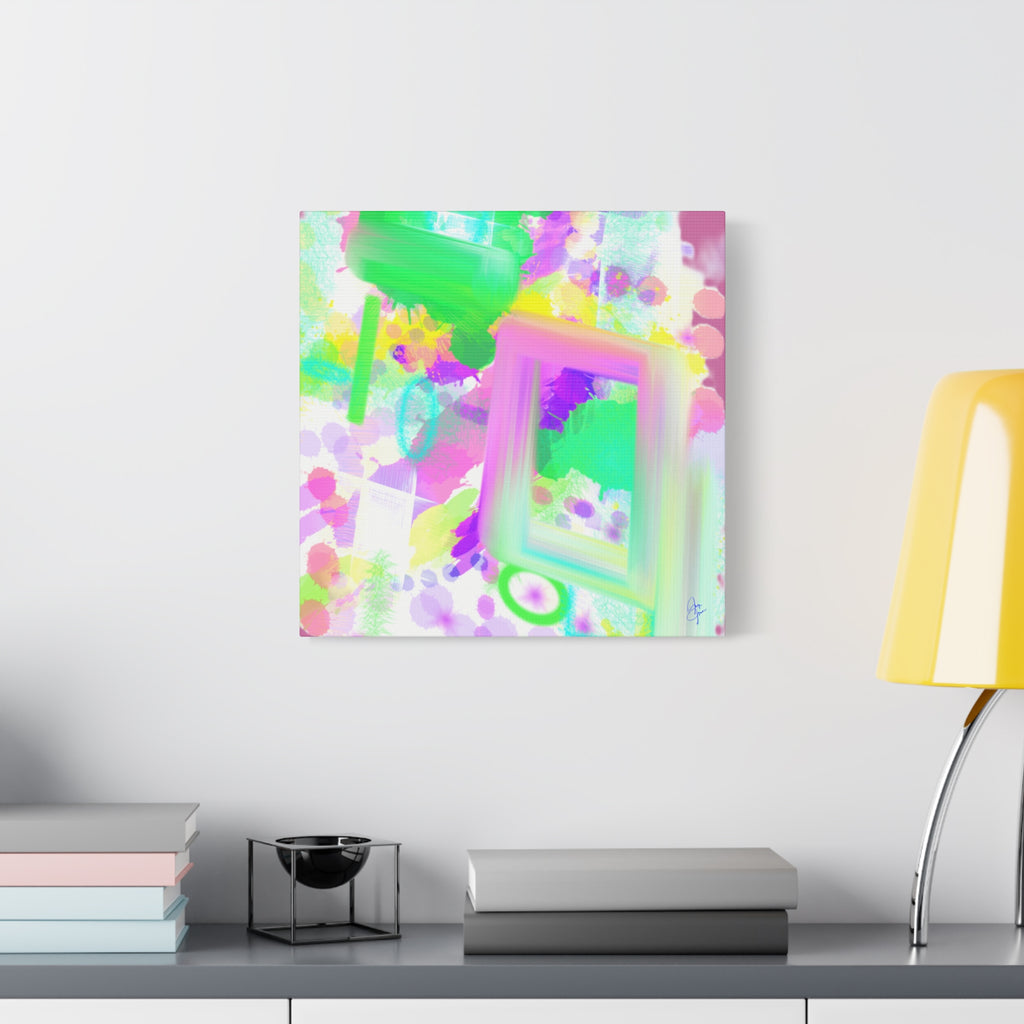 Abstract Pastel Splash Canvas Print — Bright Neon Frame Wall Art