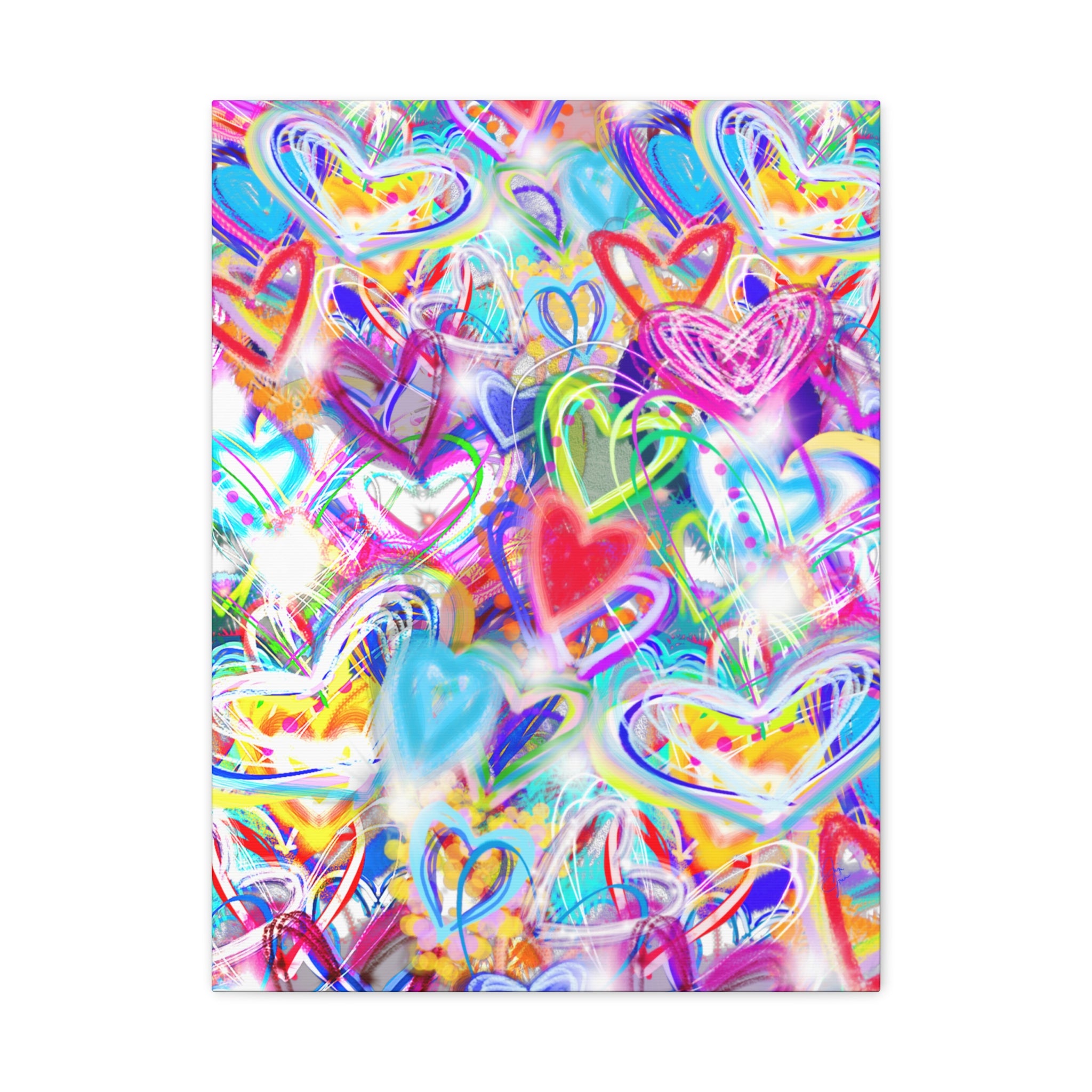 Colorful Heart Graffiti Matte Canvas