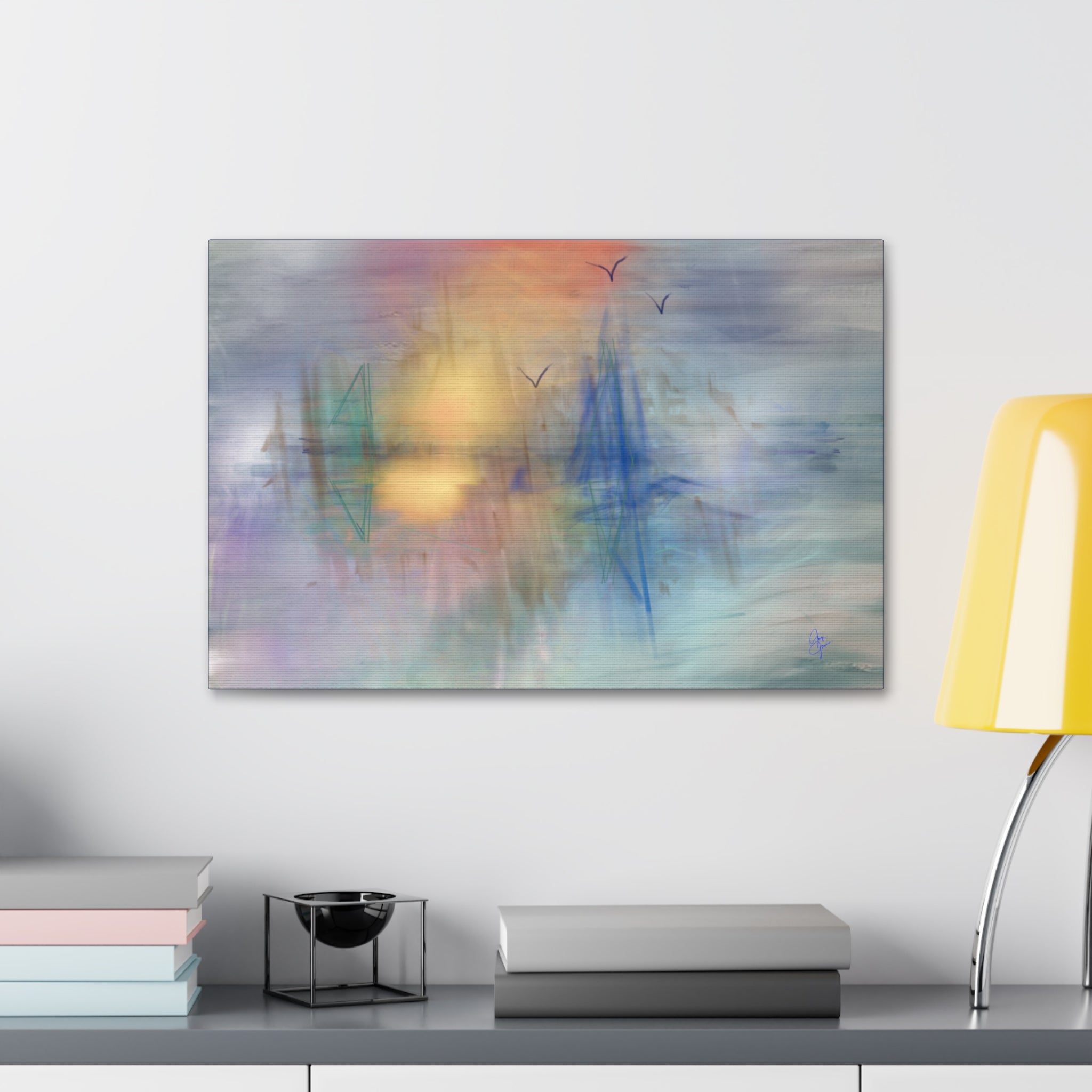Sunset Harbor Abstract Canvas Wall Art – Stretched 1.5"
