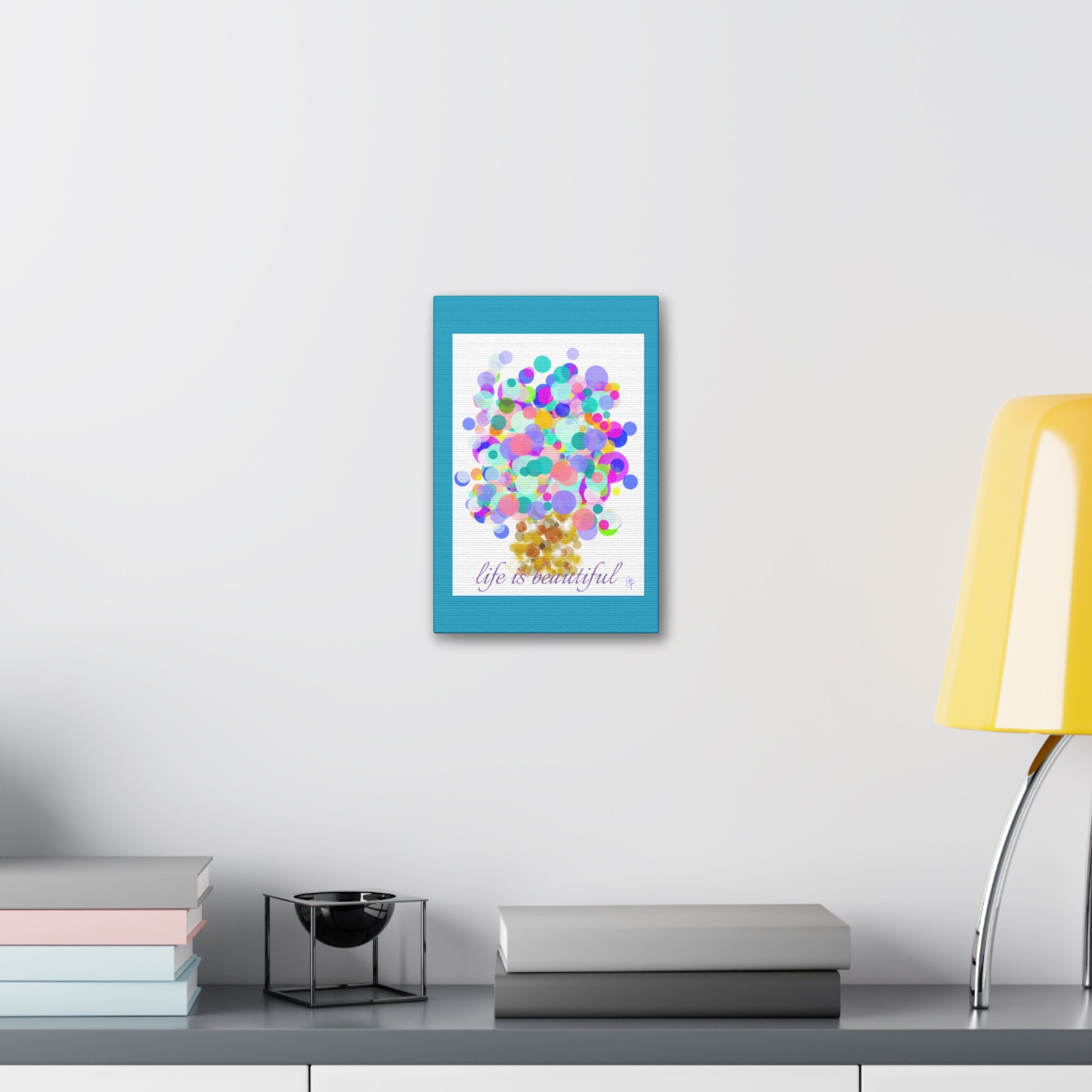 Life Is Beautiful Colorful Bubble Tree Canvas
