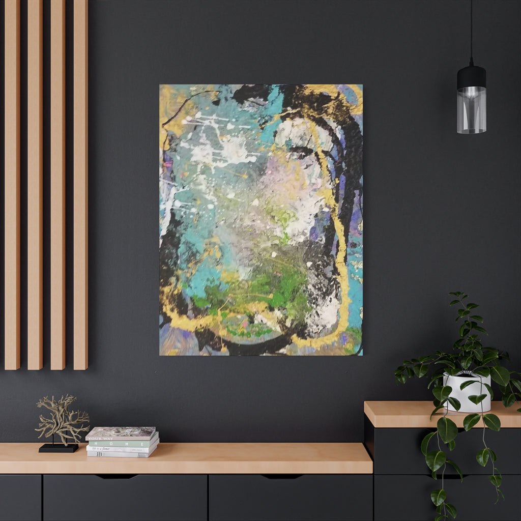 Abstract Green & Teal Matte Canvas Wall Art — Stretched 1.25"