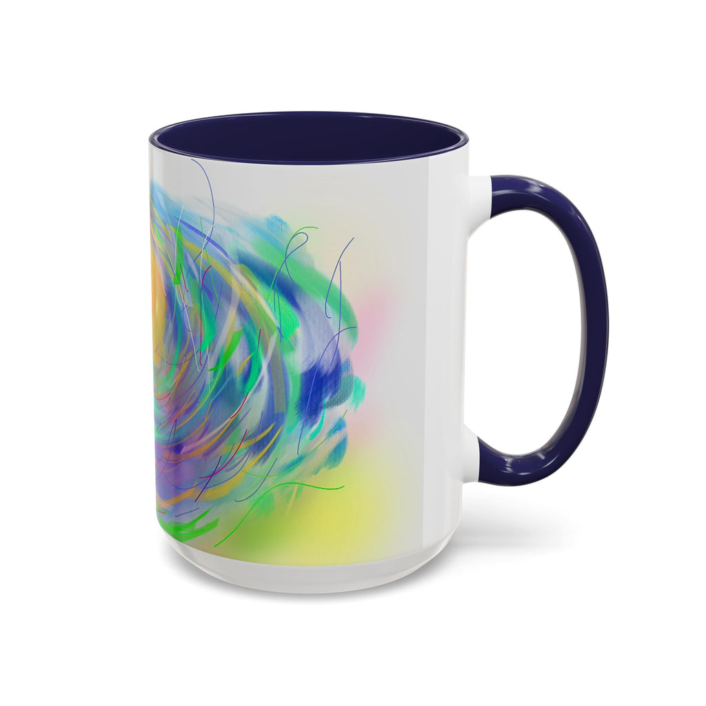Abstract Sunrise Accent Coffee Mug — Colorful Swirl Art Coffee Cup (11/15oz)