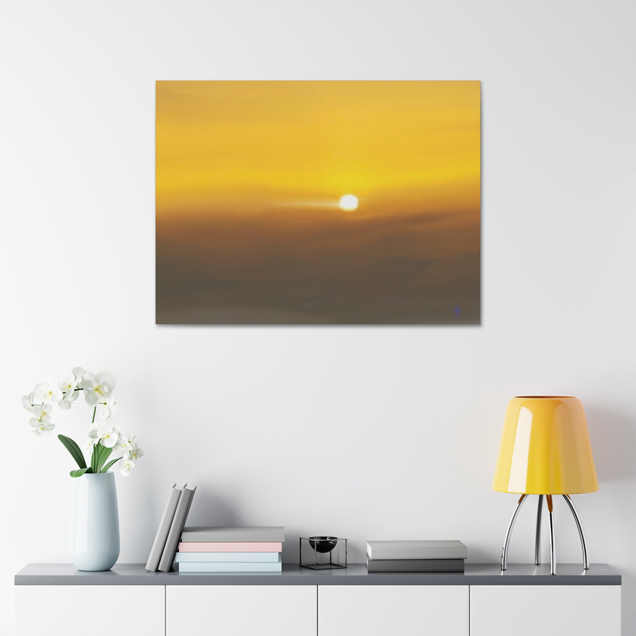 Golden Sunrise Canvas Wall Art — Tranquil Sunrise Stretched Canvas