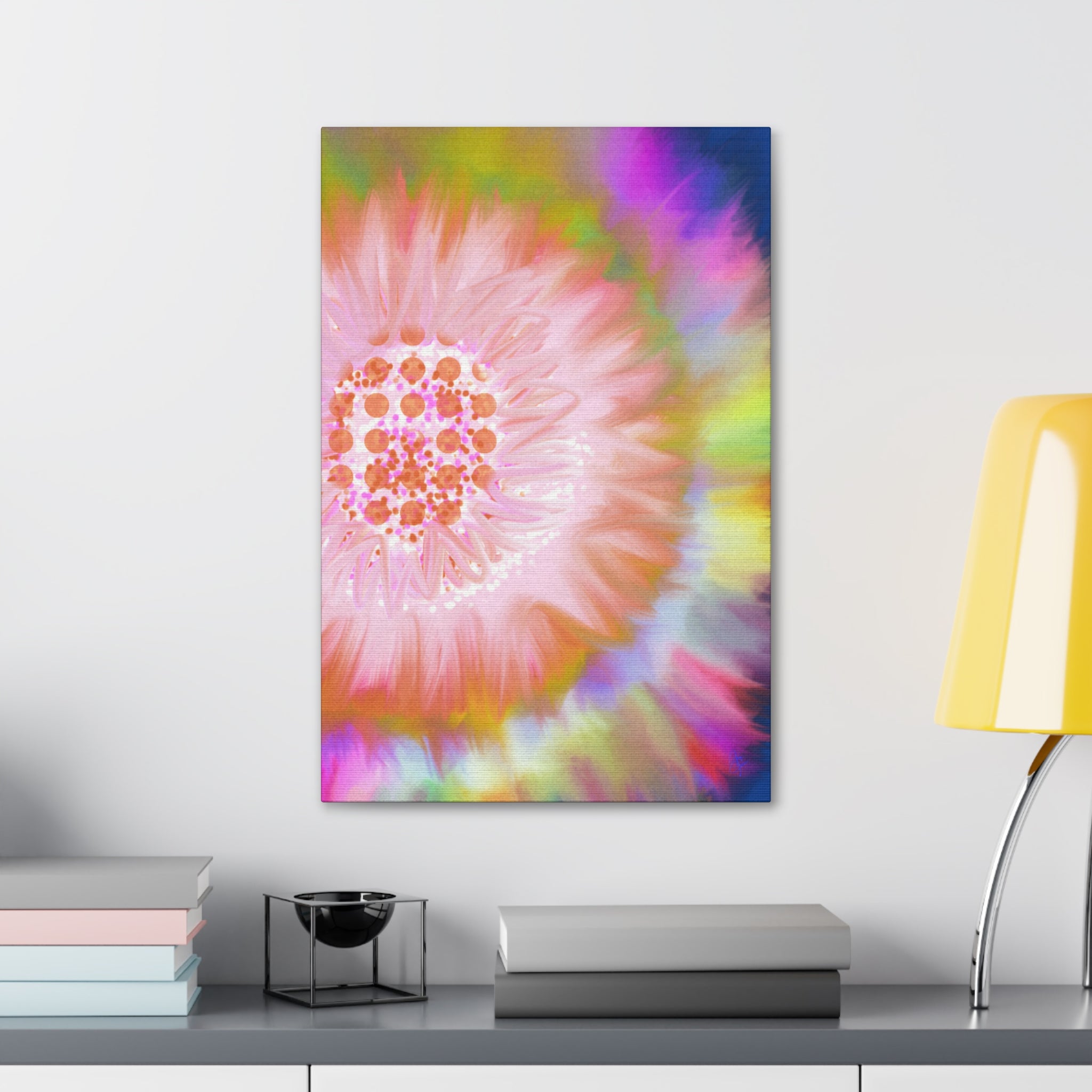 Abstract Floral Burst Canvas Stretched 1.5" — Colorful Sunflower Wall Art