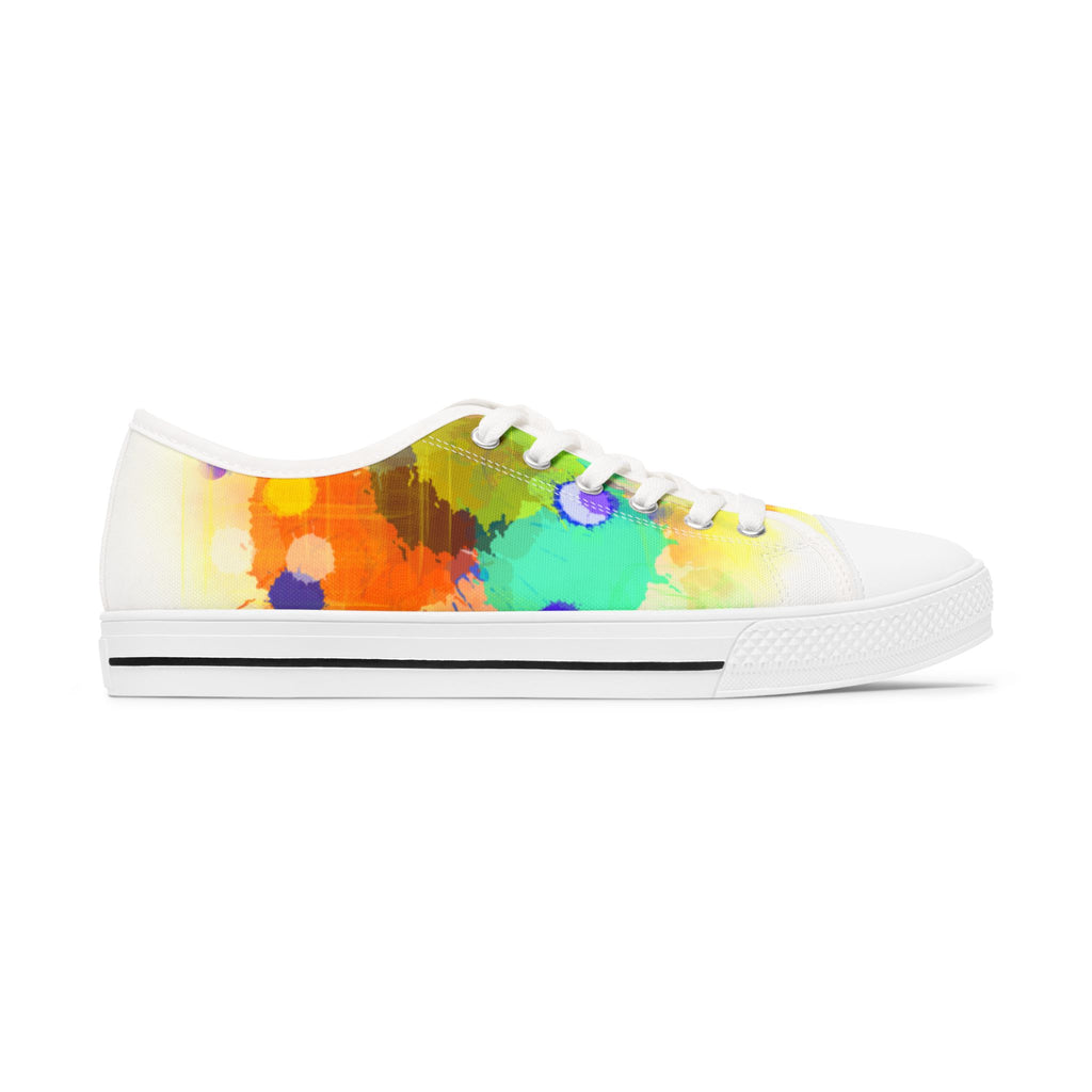 Women's Low Top Sneakers — Vibrant Watercolor Splash Casual Shoes