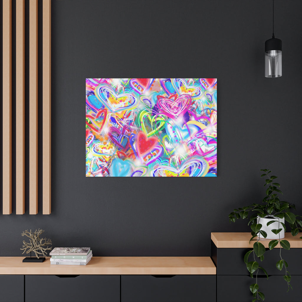 Colorful Heart Graffiti Matte Canvas