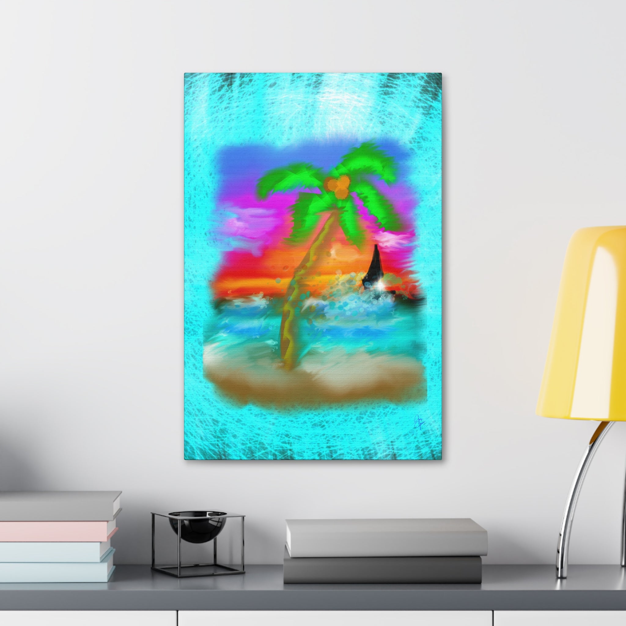 Tropical Sunset Palm Canvas - Stretched Wall Art (1.5" Depth)