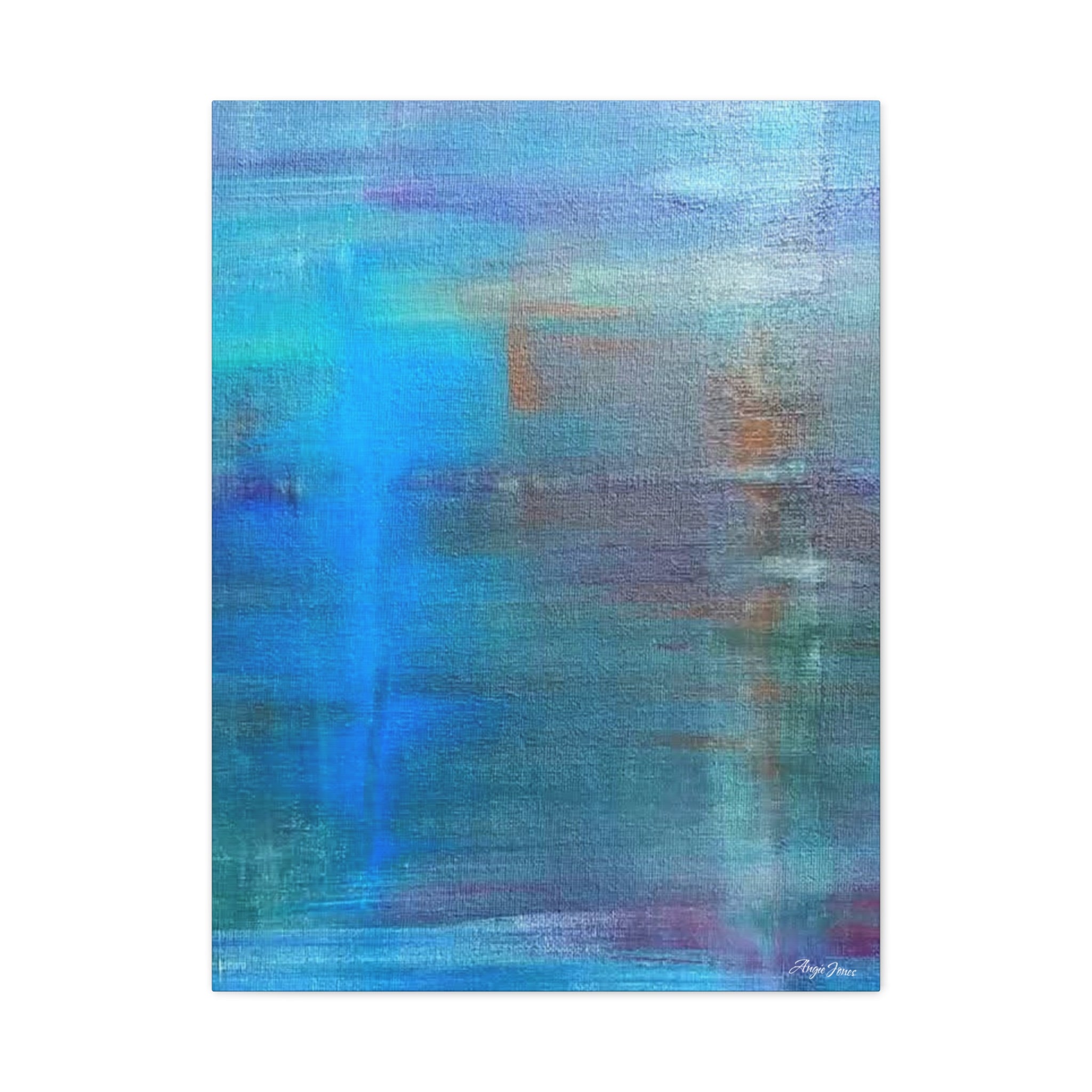 Abstract Blue-Green Matte Canvas Print – Stretched 1.25" Wall Art