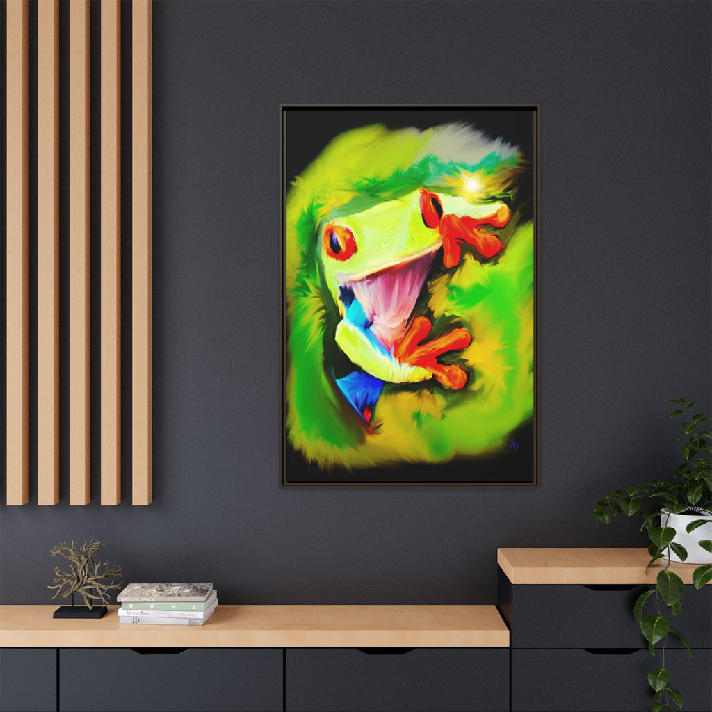 Colorful Tree Frog Matte Canvas Print — Framed Tropical Wall Art