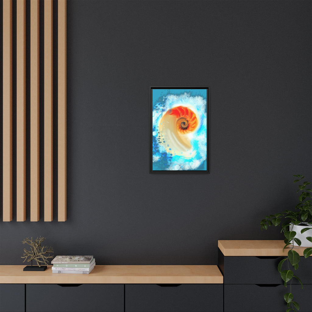 Framed Abstract Spiral Canvas Art — Vibrant Nautical Wave Print