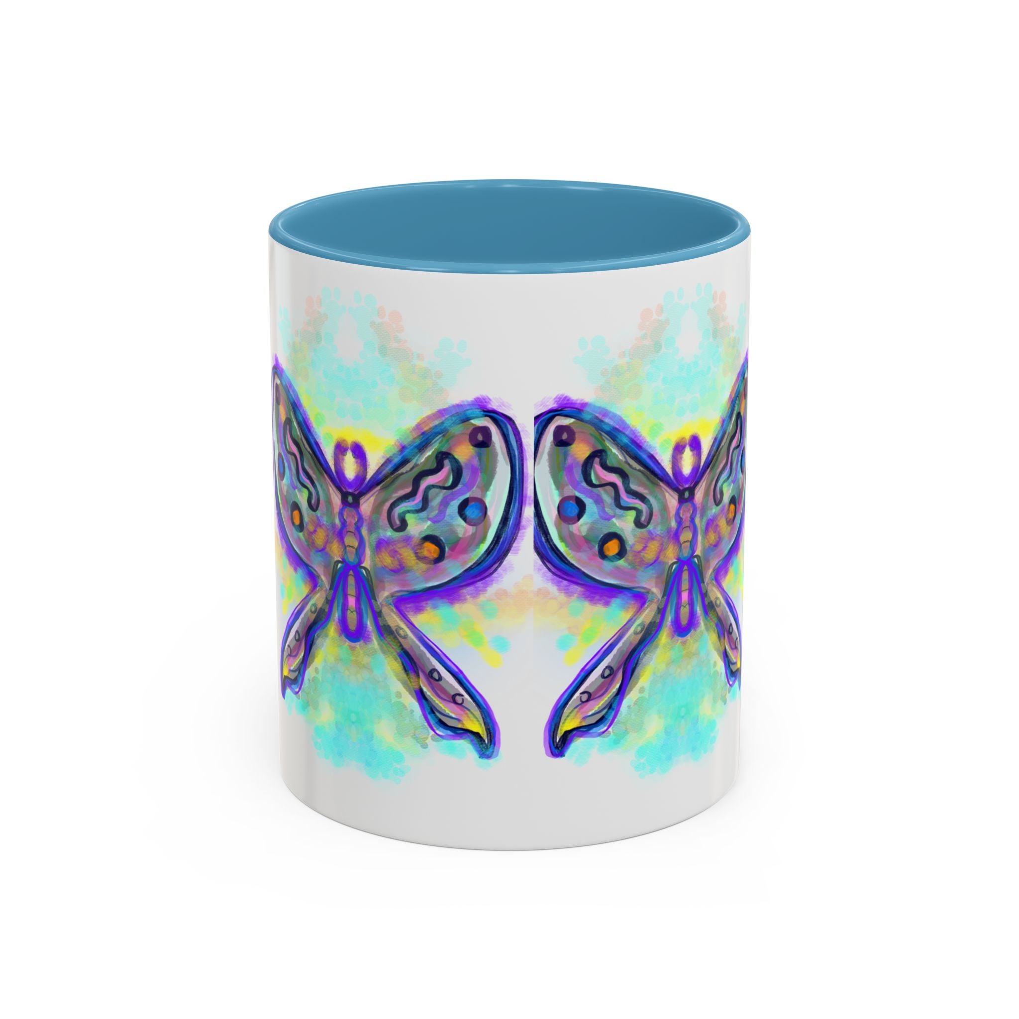 Butterfly Accent Coffee Mug — Colorful Watercolor Butterfly Design (11/15oz)