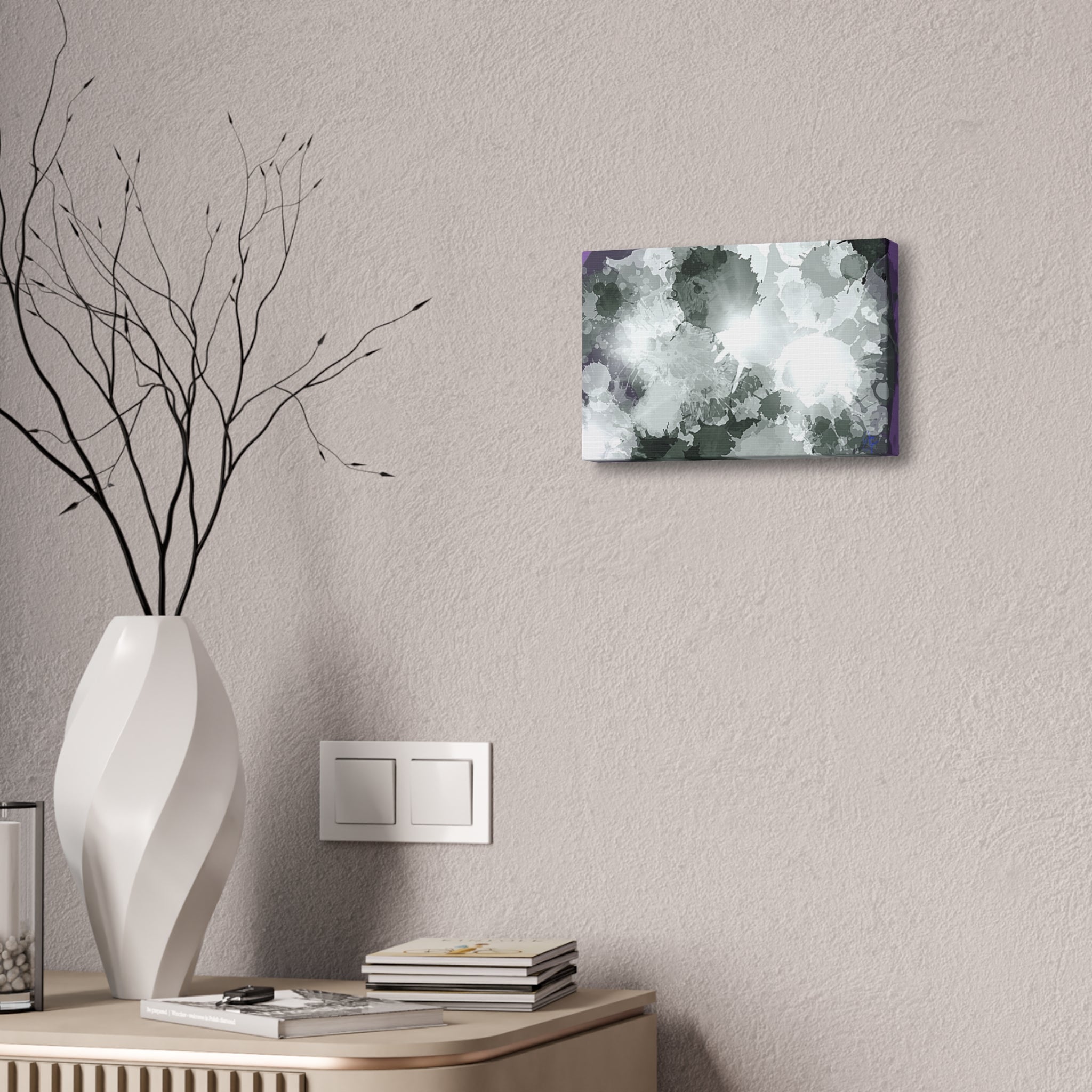 Abstract Gray Ink Splash Canvas
