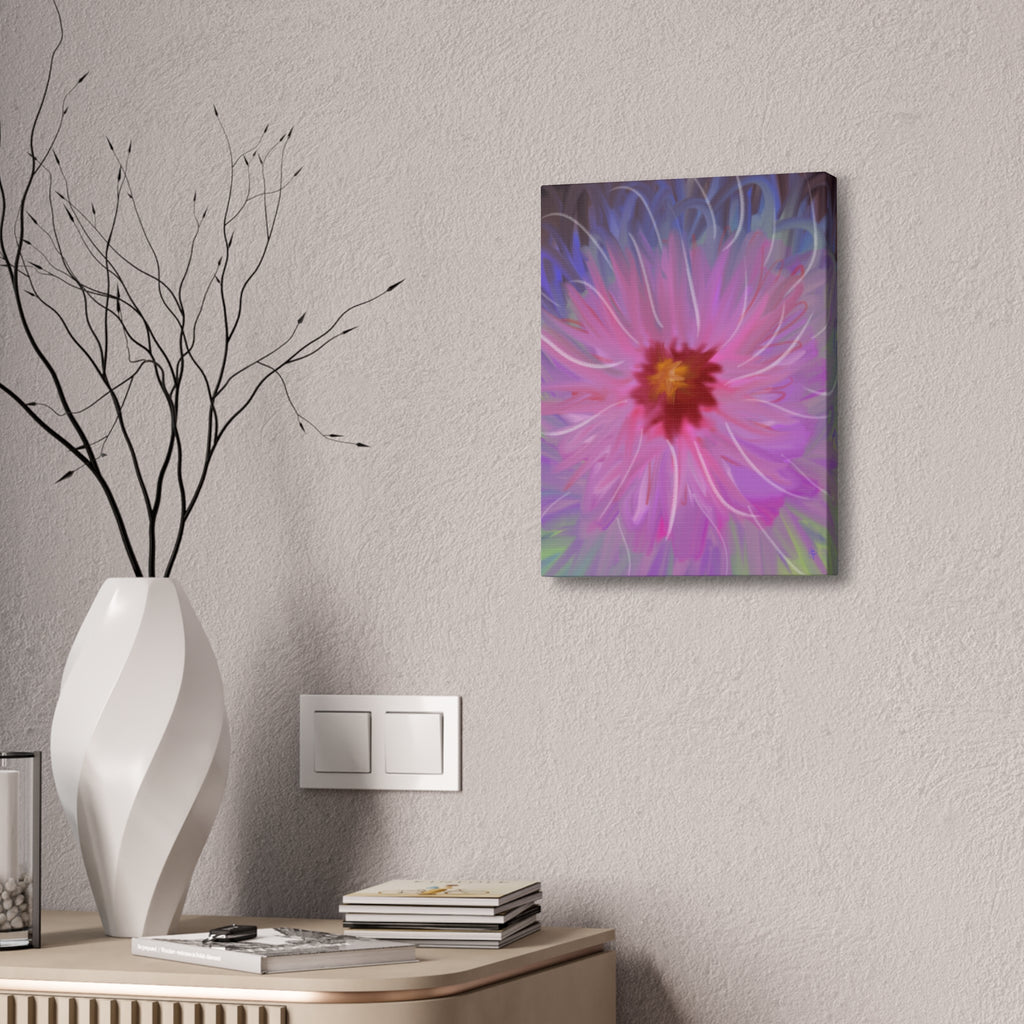 Pink Dahlia Floral Canvas Print — Stretched 1.5" Wall Art